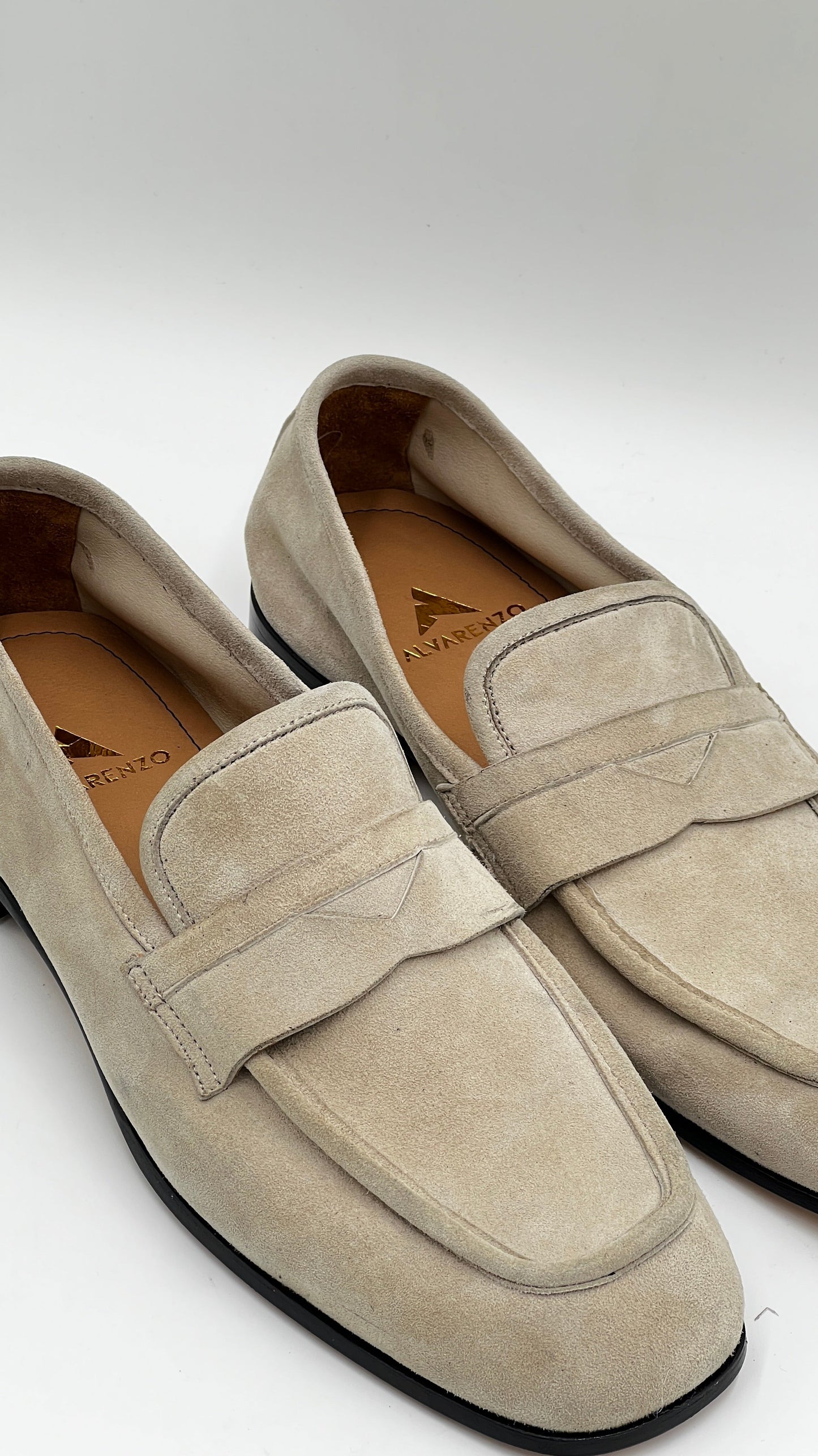 25097 Penny Loafer Soft Beıge Suede Men Shoes - Alvarenzo shoes