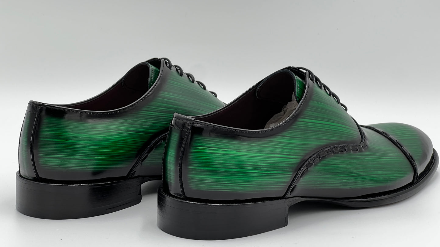 COMO Handpaint Green Oxford Leather Shoes