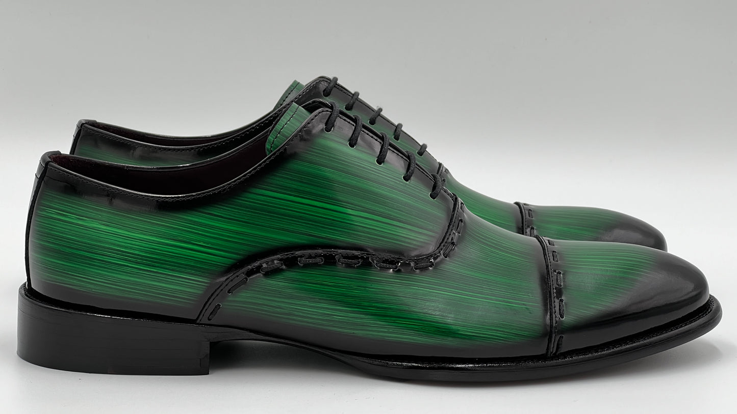 COMO Handpaint Green Oxford Leather Shoes