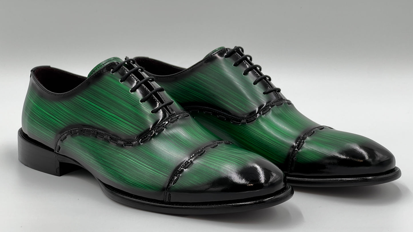 COMO Handpaint Green Oxford Leather Shoes