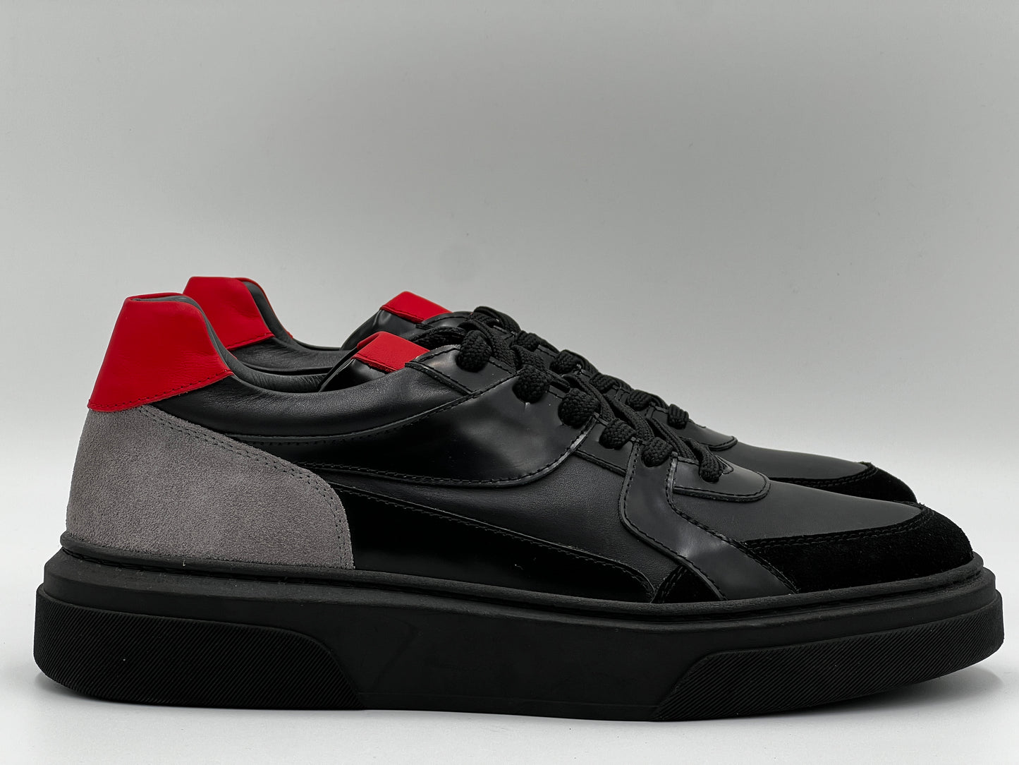 SPOLA Black Genuine Leather Casual Shoes