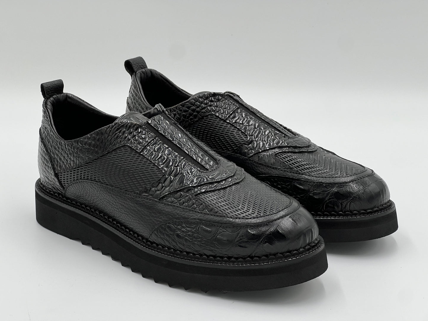 BUMELO Patterned Men's Leather Casual Shoes