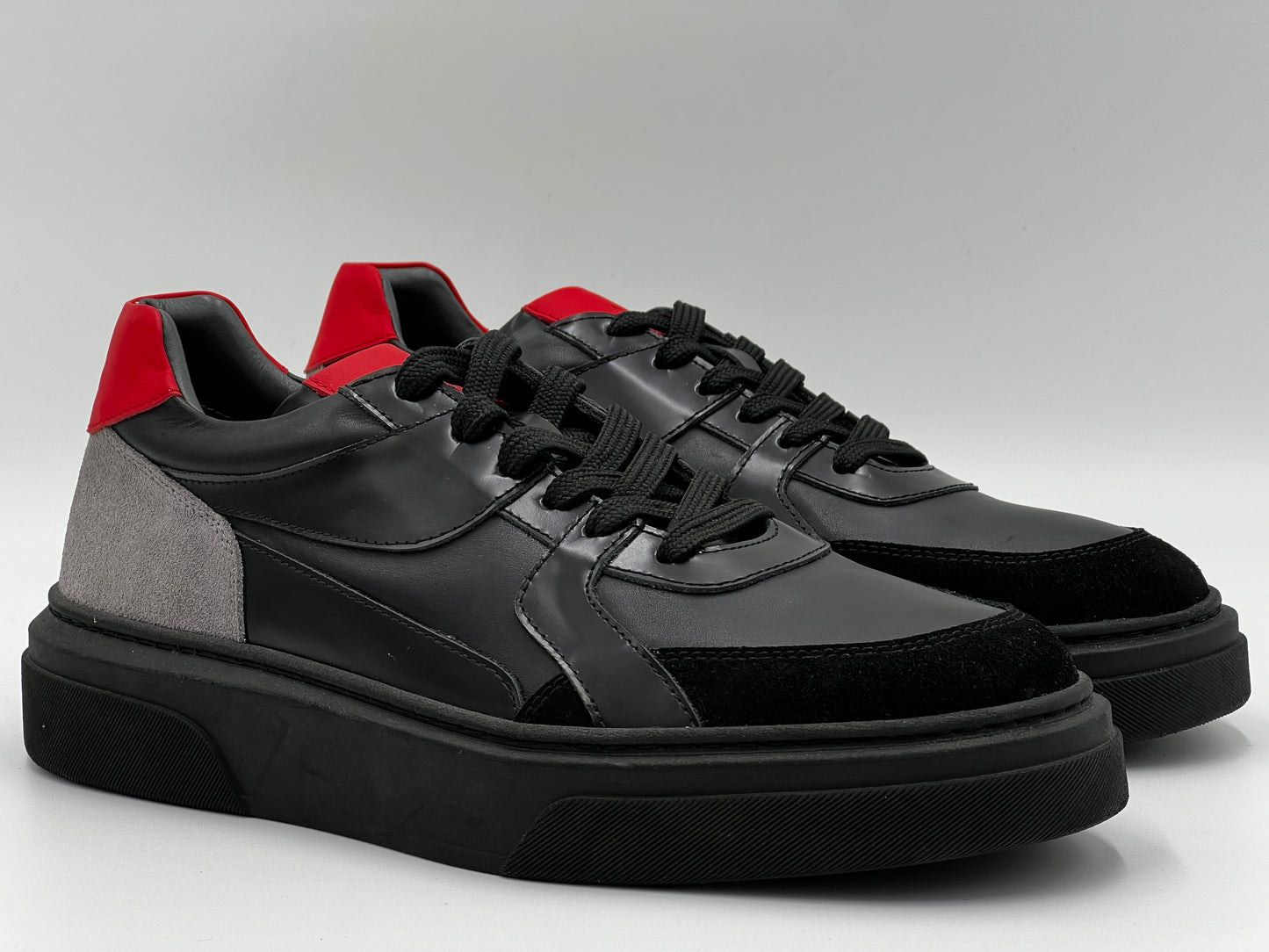 SPOLA Black Genuine Leather Casual Shoes