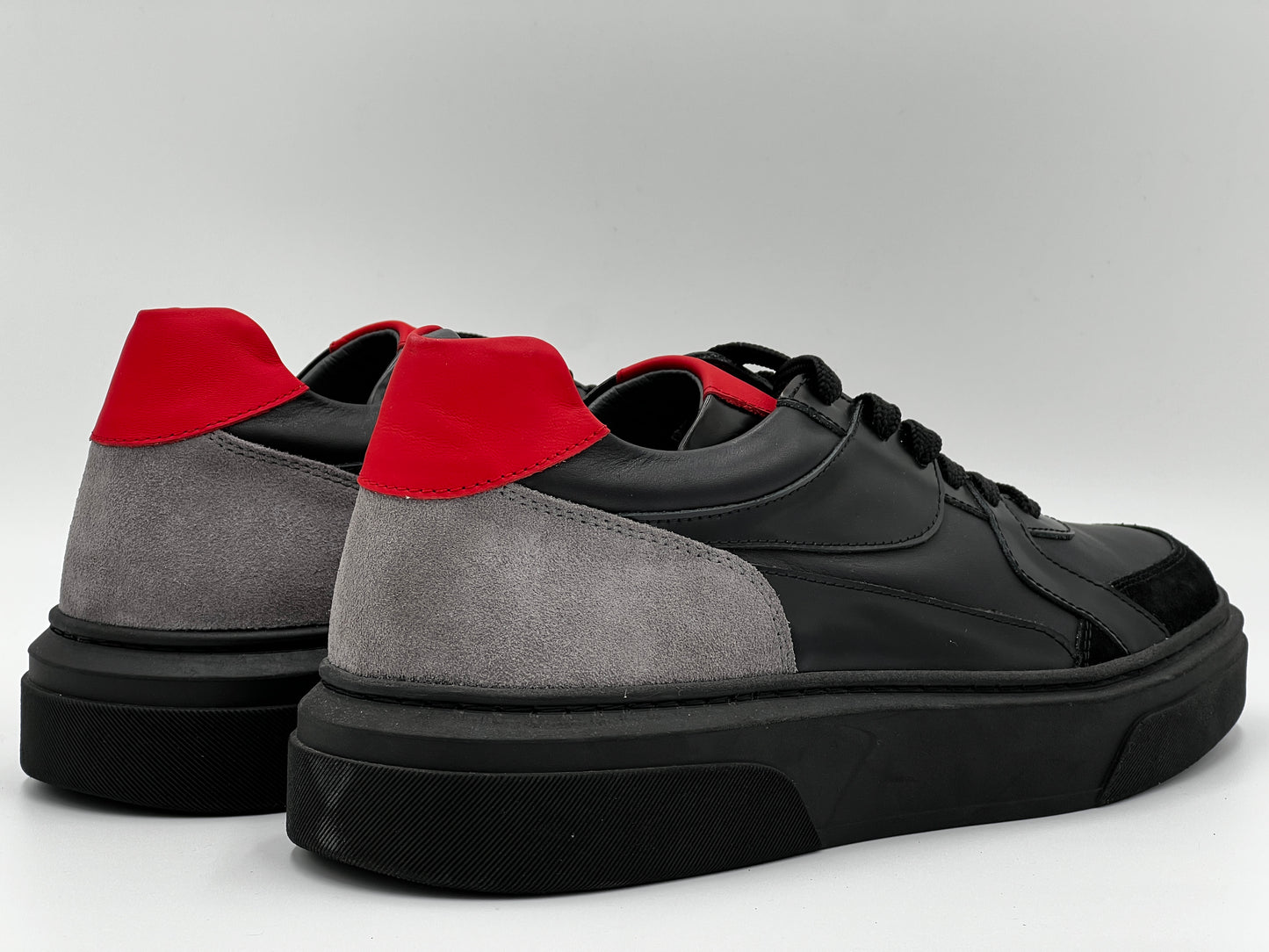 SPOLA Black Genuine Leather Casual Shoes