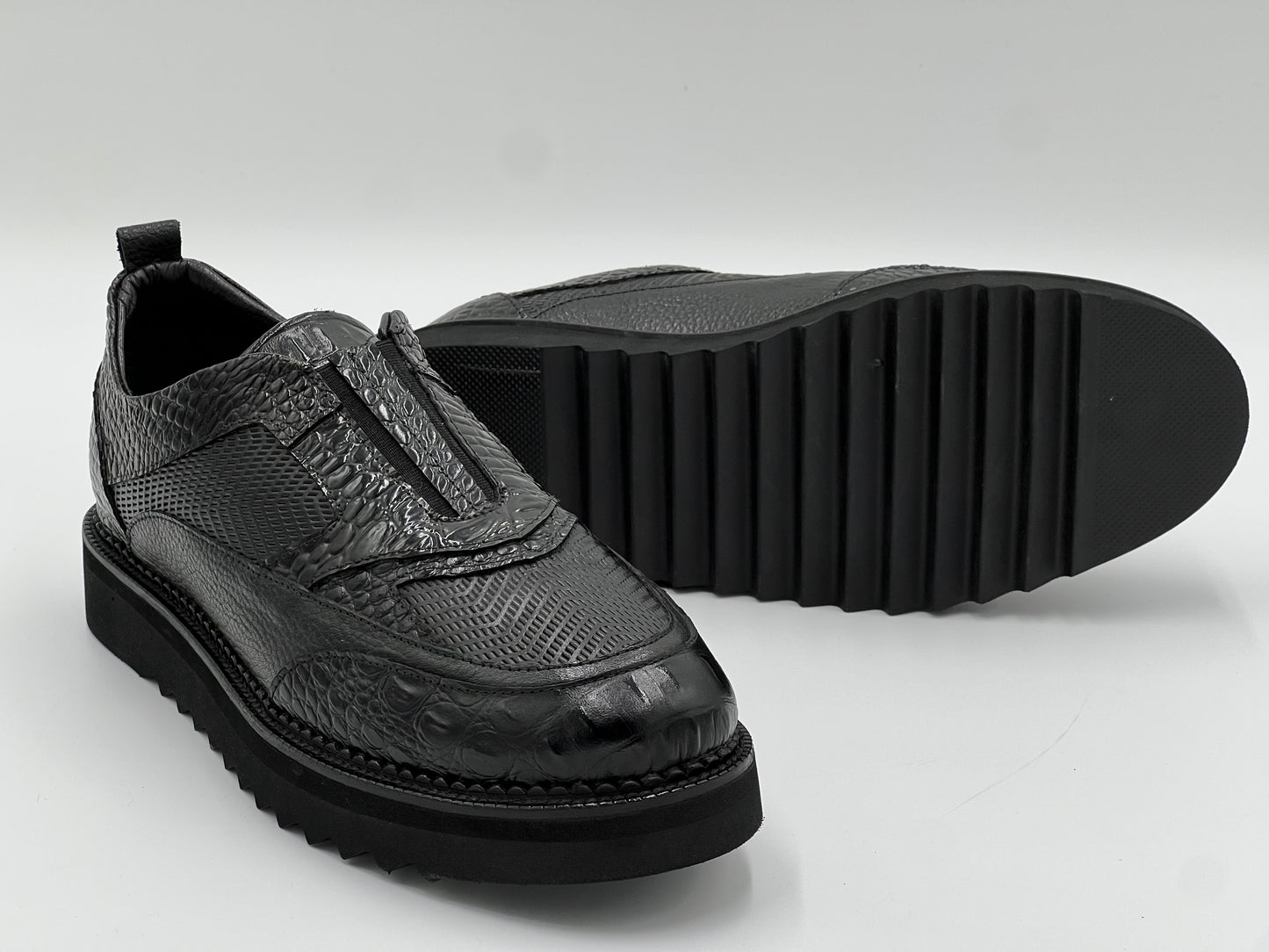 BUMELO Patterned Men's Leather Casual Shoes