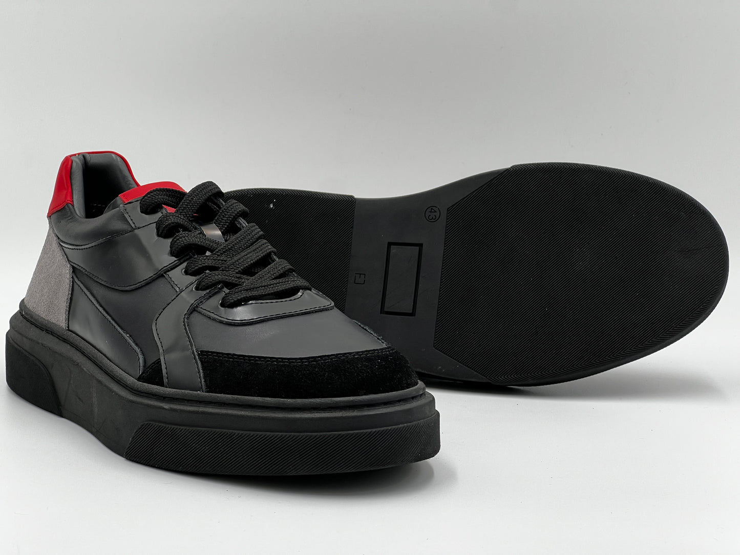SPOLA Black Genuine Leather Casual Shoes