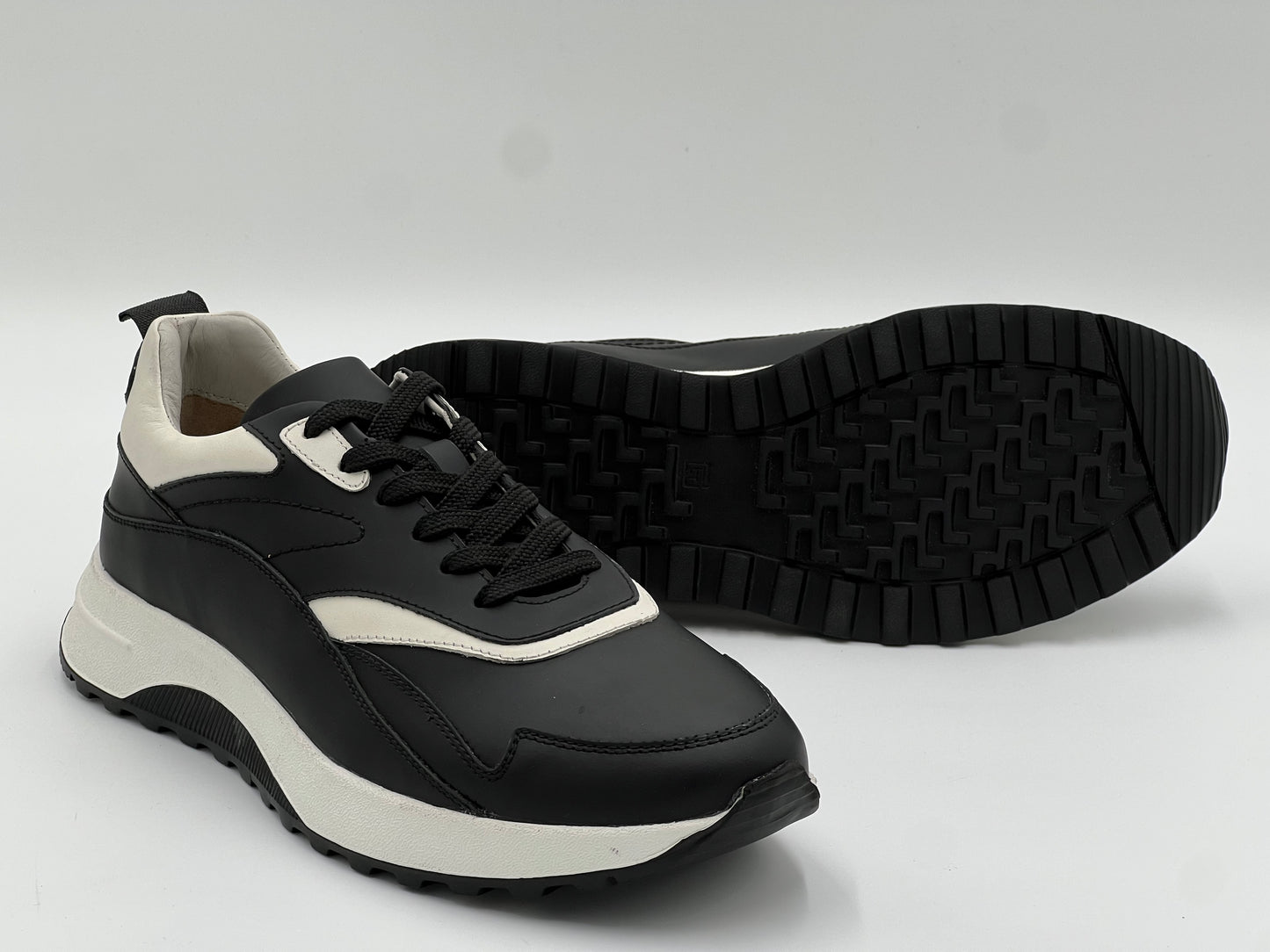 POKA Black Genuine Leather Sneaker Casual Shoes