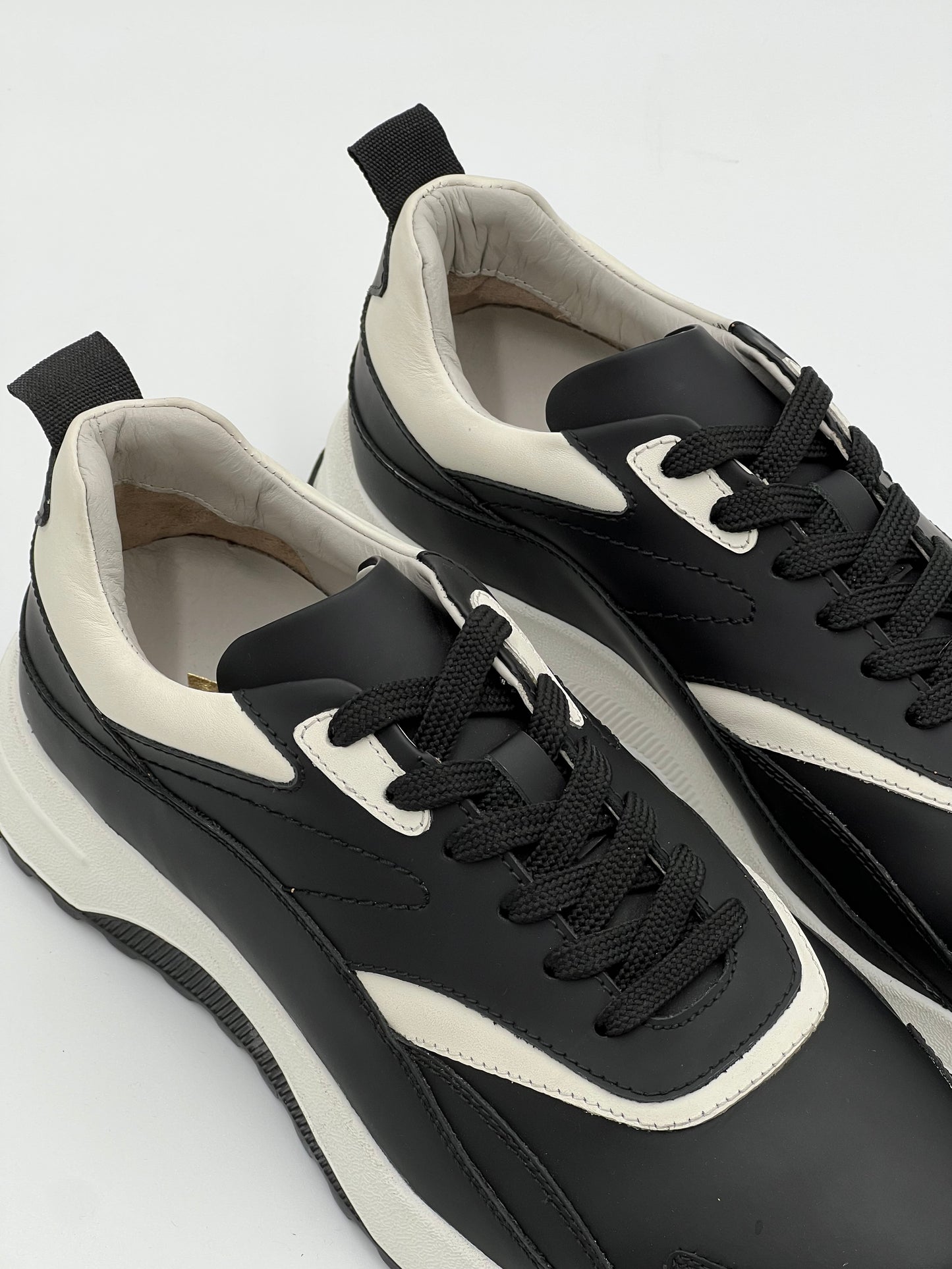 POKA Black Genuine Leather Sneaker Casual Shoes