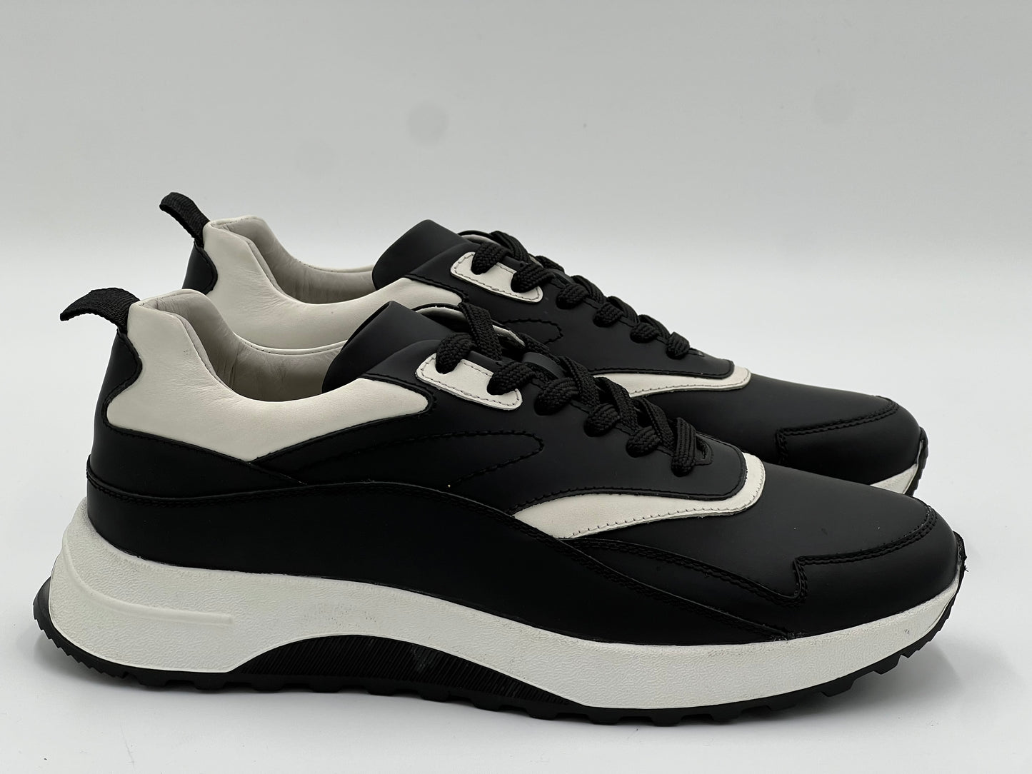 POKA Black Genuine Leather Sneaker Casual Shoes