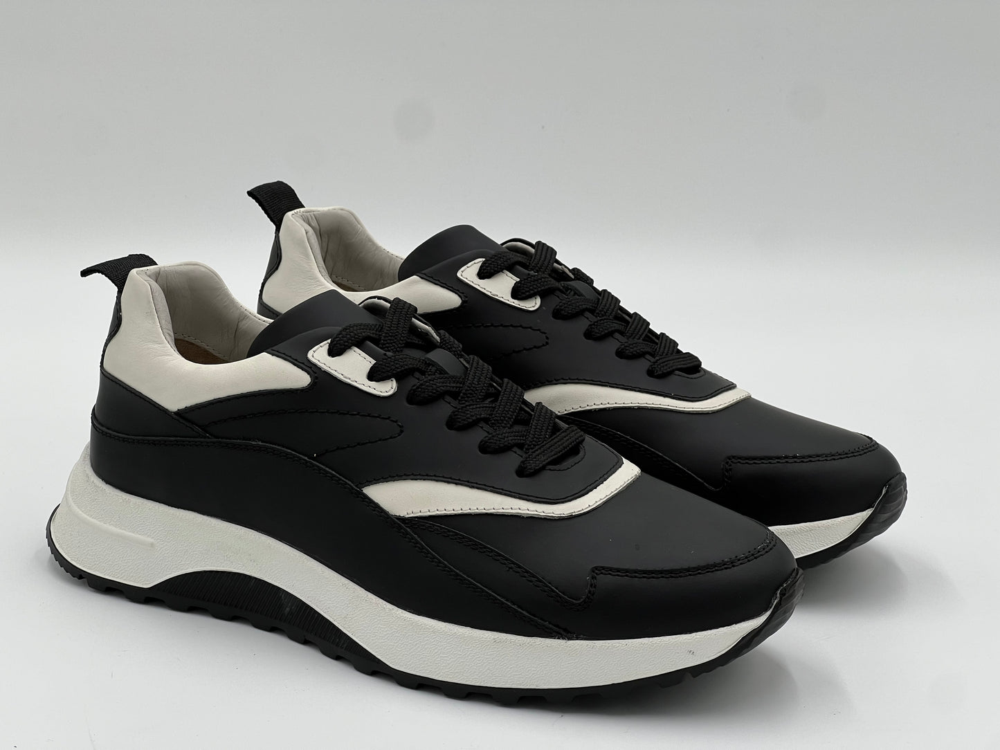 POKA Black Genuine Leather Sneaker Casual Shoes