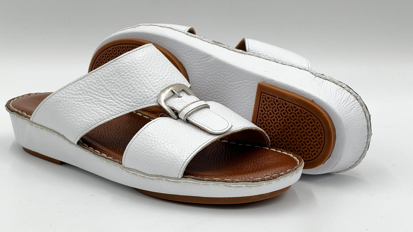 SAND HandKnitting Soft Whıte Leather Slipper
