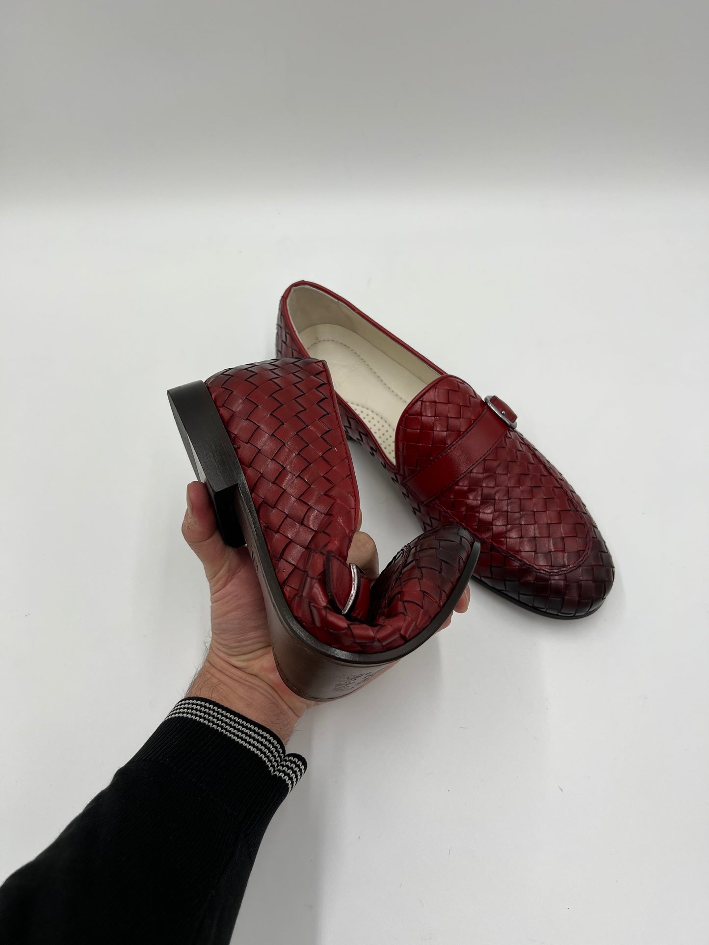 26502 Red Woven Monkstrap Flexible Leather Sole