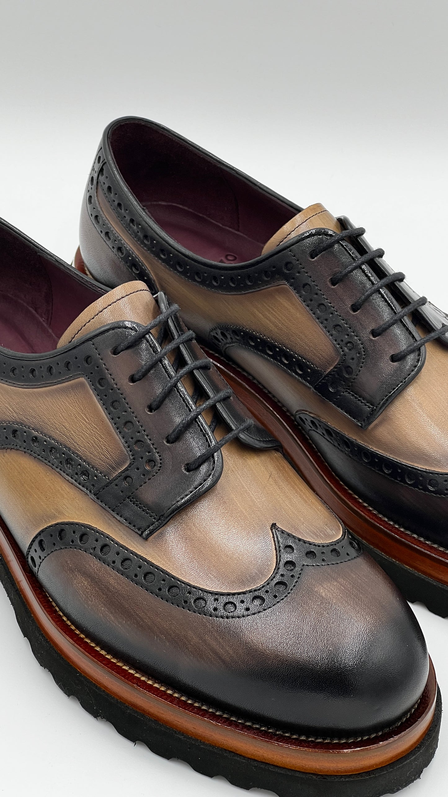 LUKAS Handpaint Wingtip Loafer Dual Color Dual Sole Leather Shoes