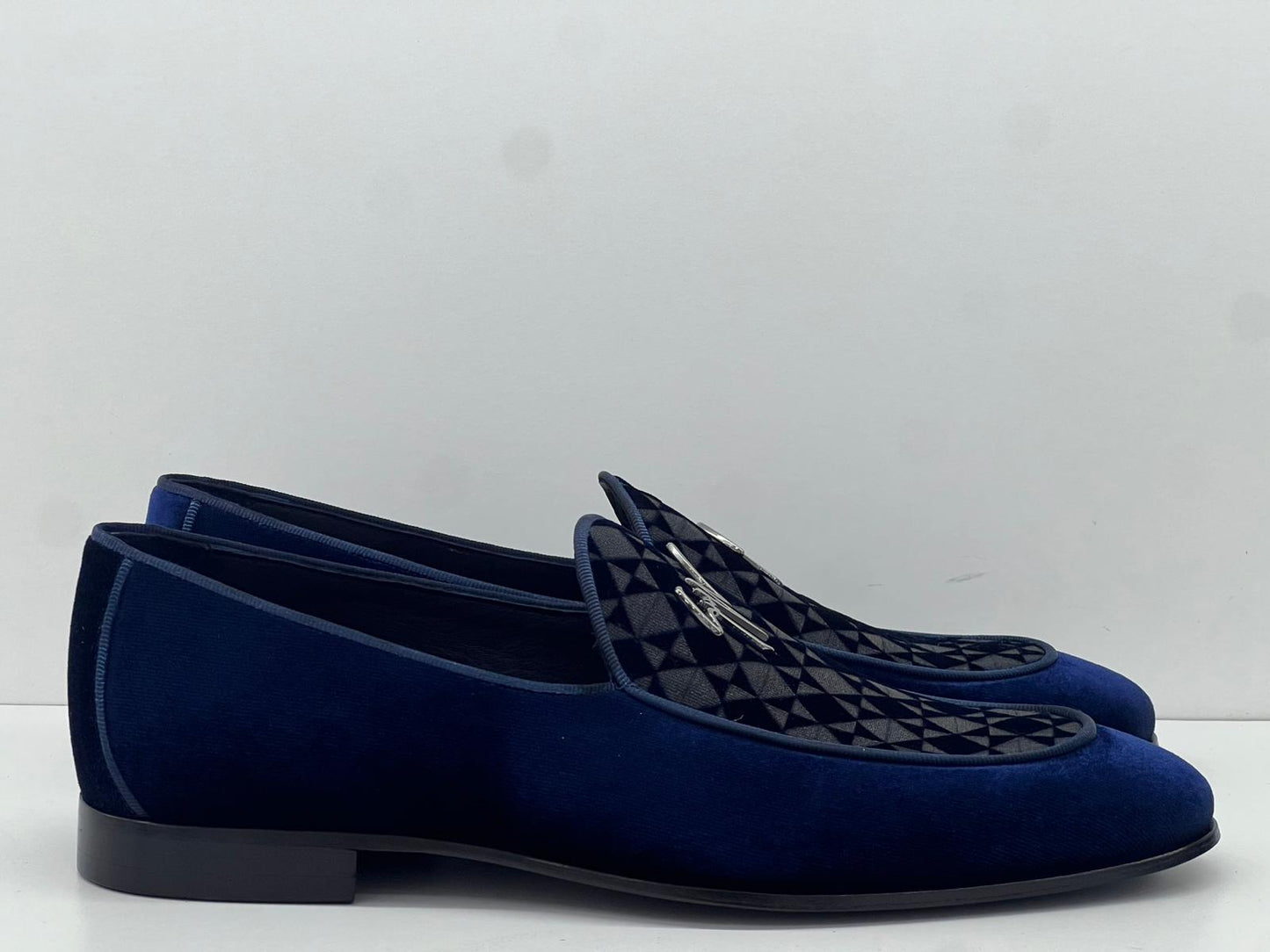26057 Blue Velvet Loafer Leather Sole