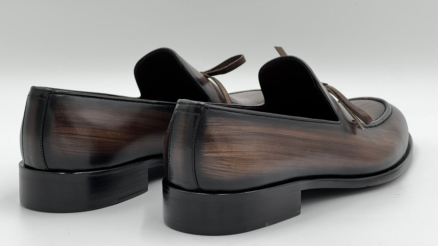 NARDA Handpaint Loafer Brown Leather Shoes