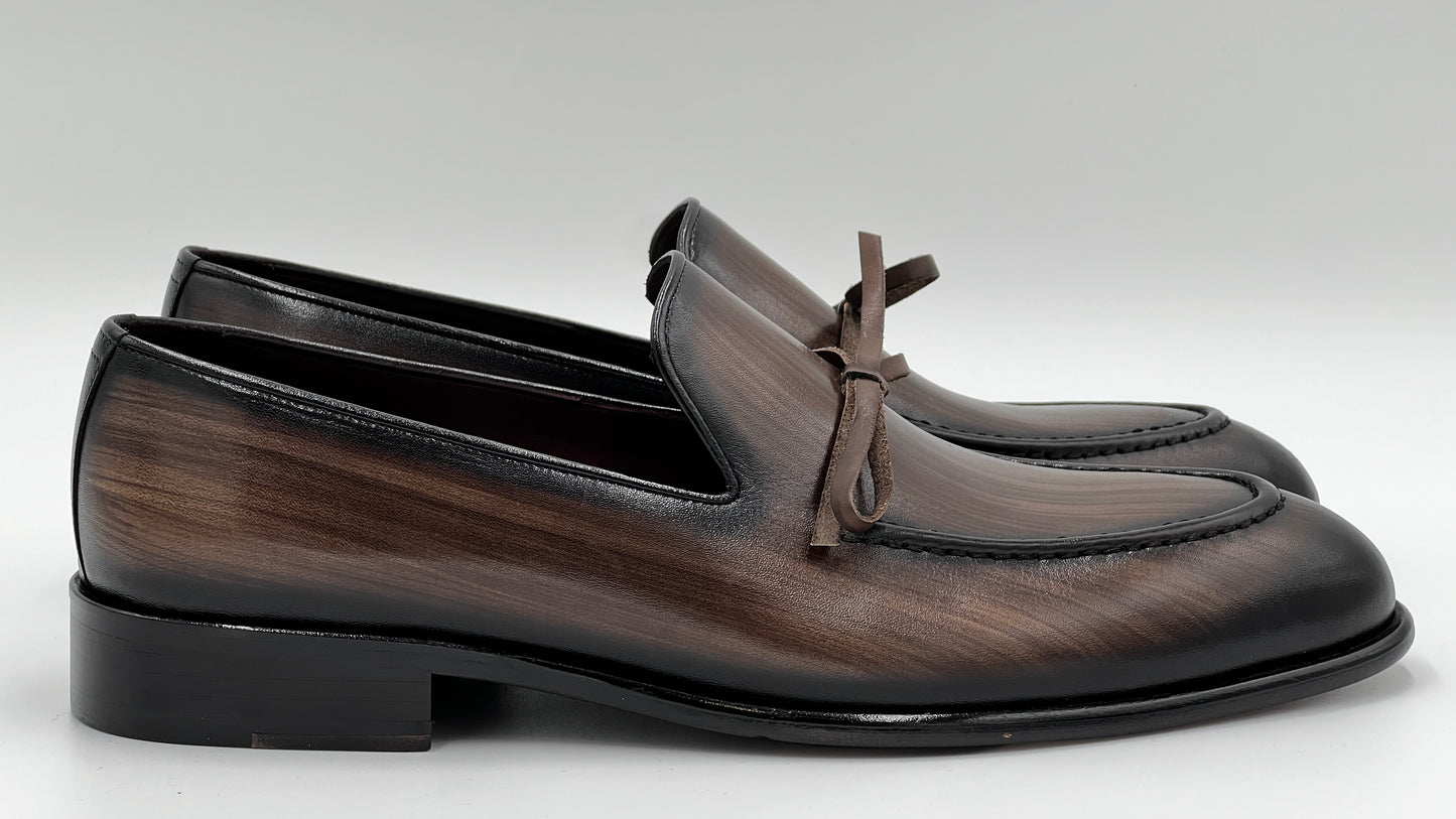 NARDA Handpaint Loafer Brown Leather Shoes