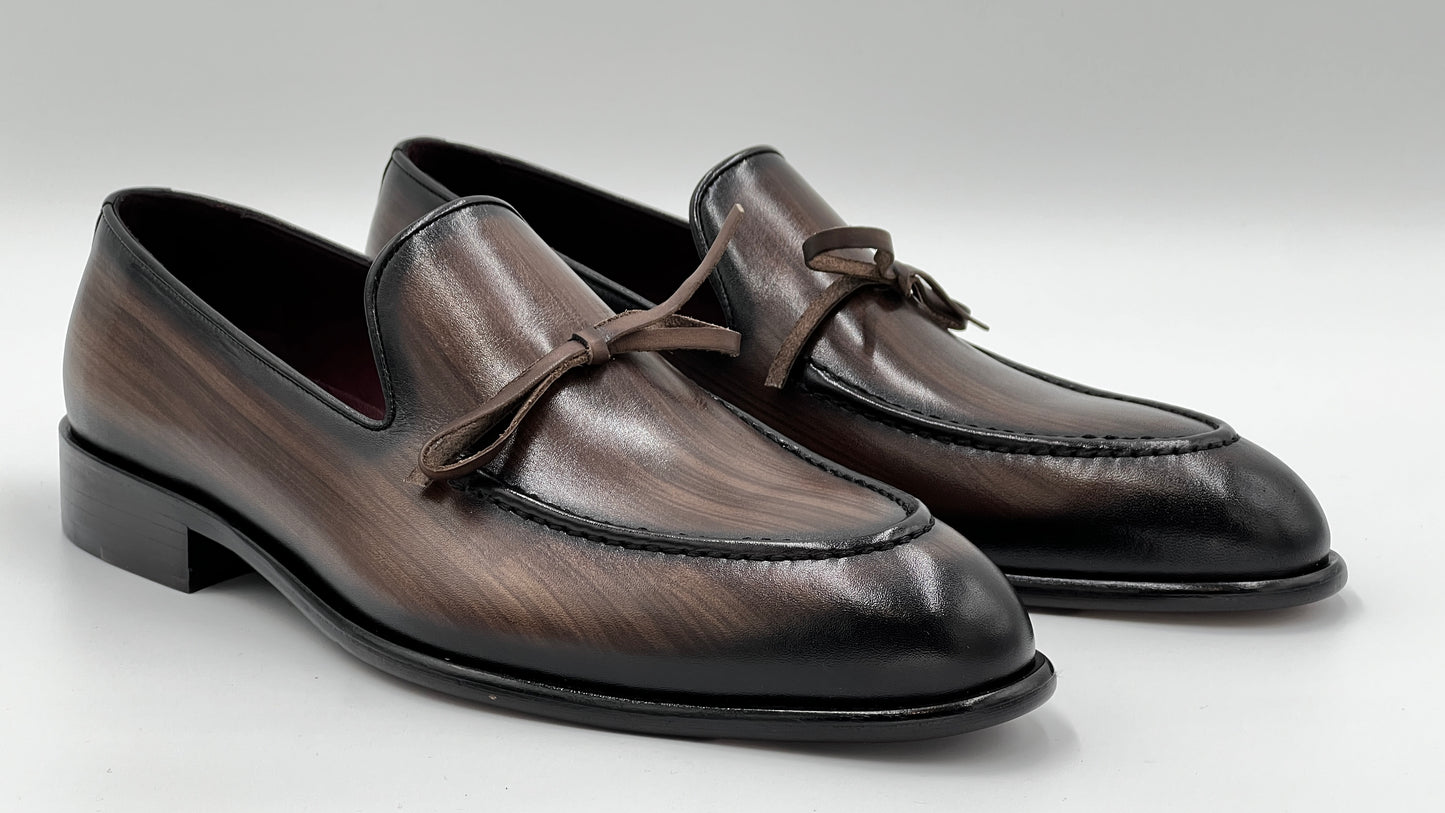 NARDA Handpaint Loafer Brown Leather Shoes