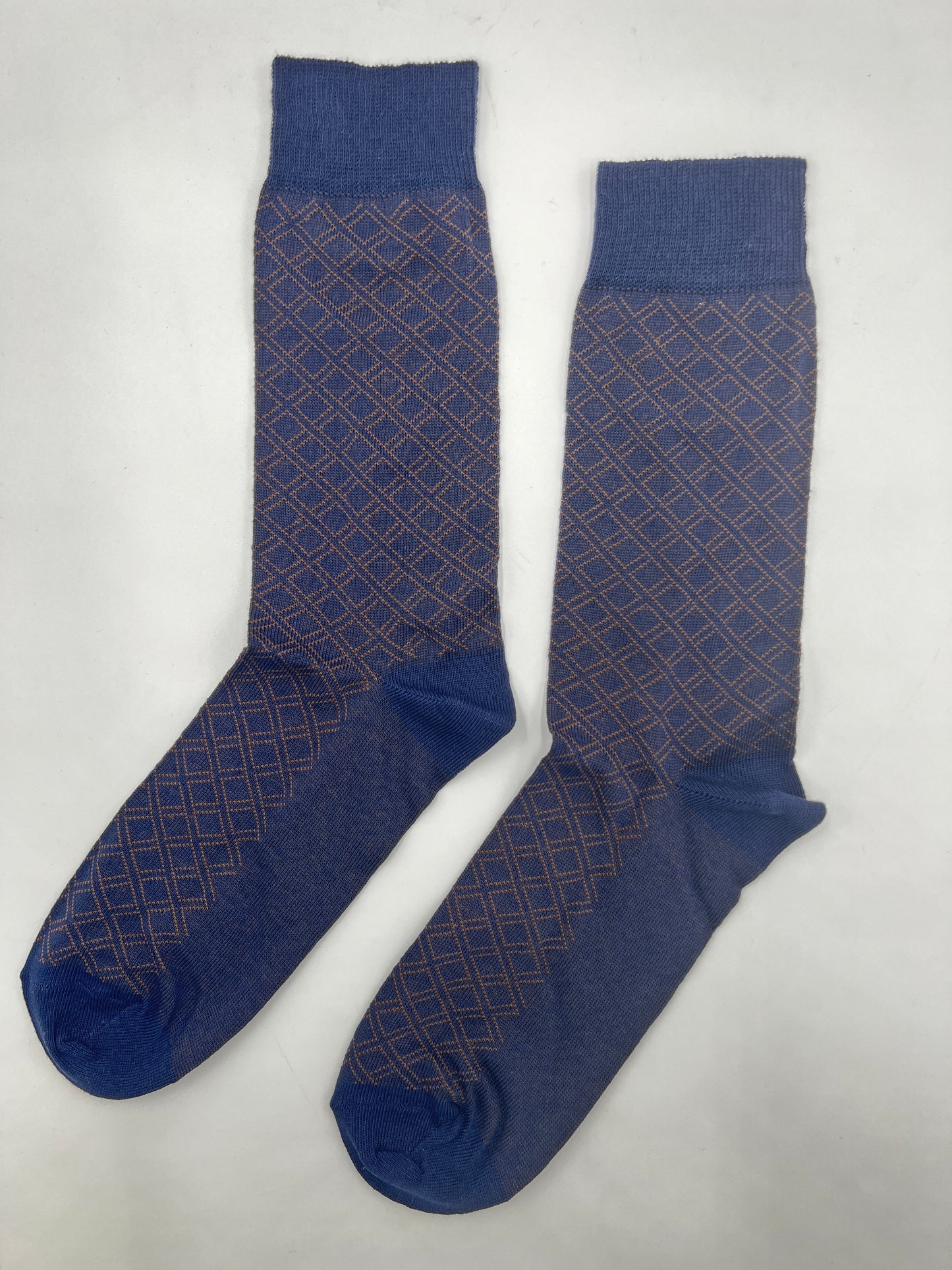 Navy & Tan Diamond Socks