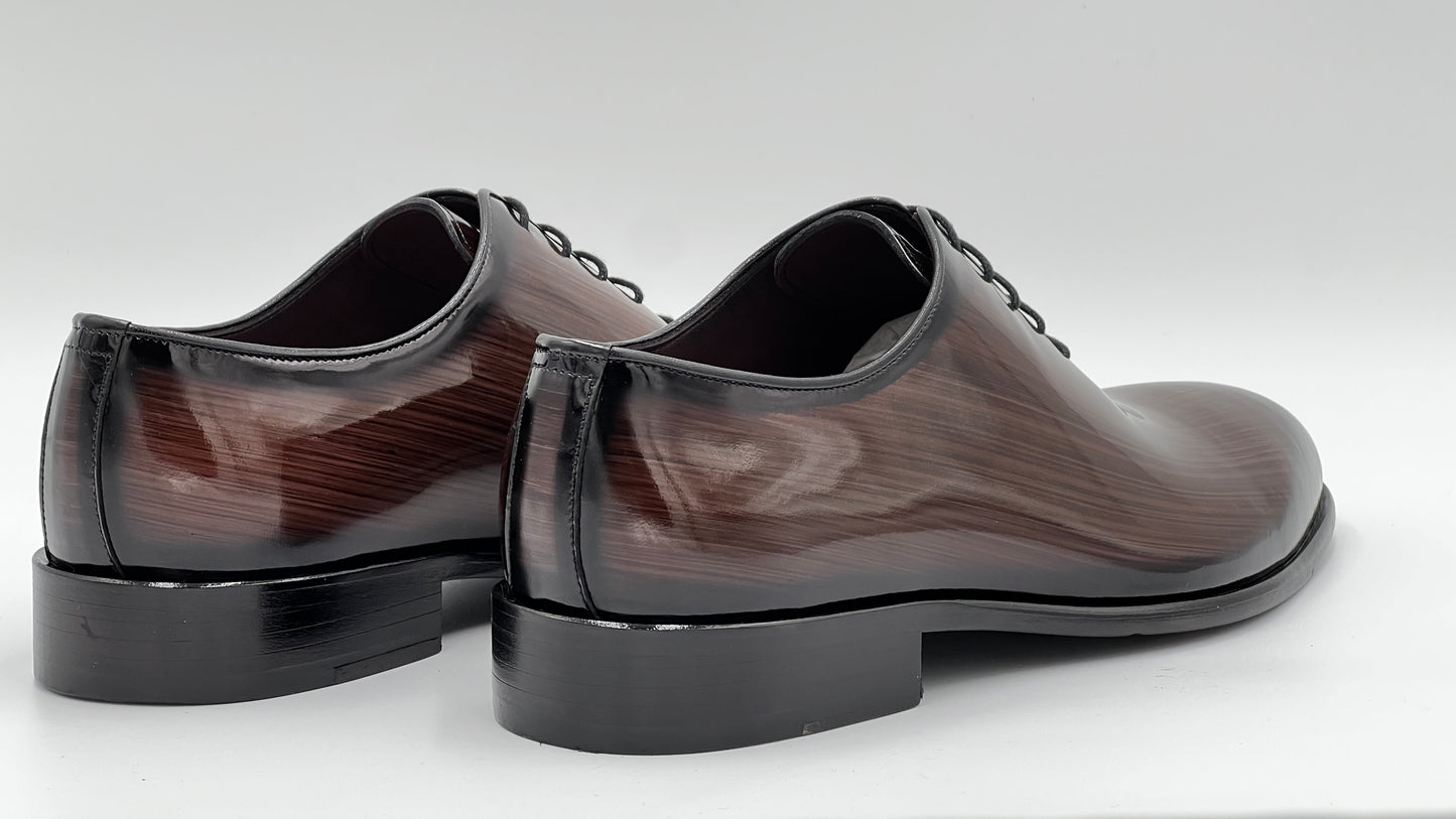 PLOSA Handpaint Wholecut Oxford Brown Leather Shoes