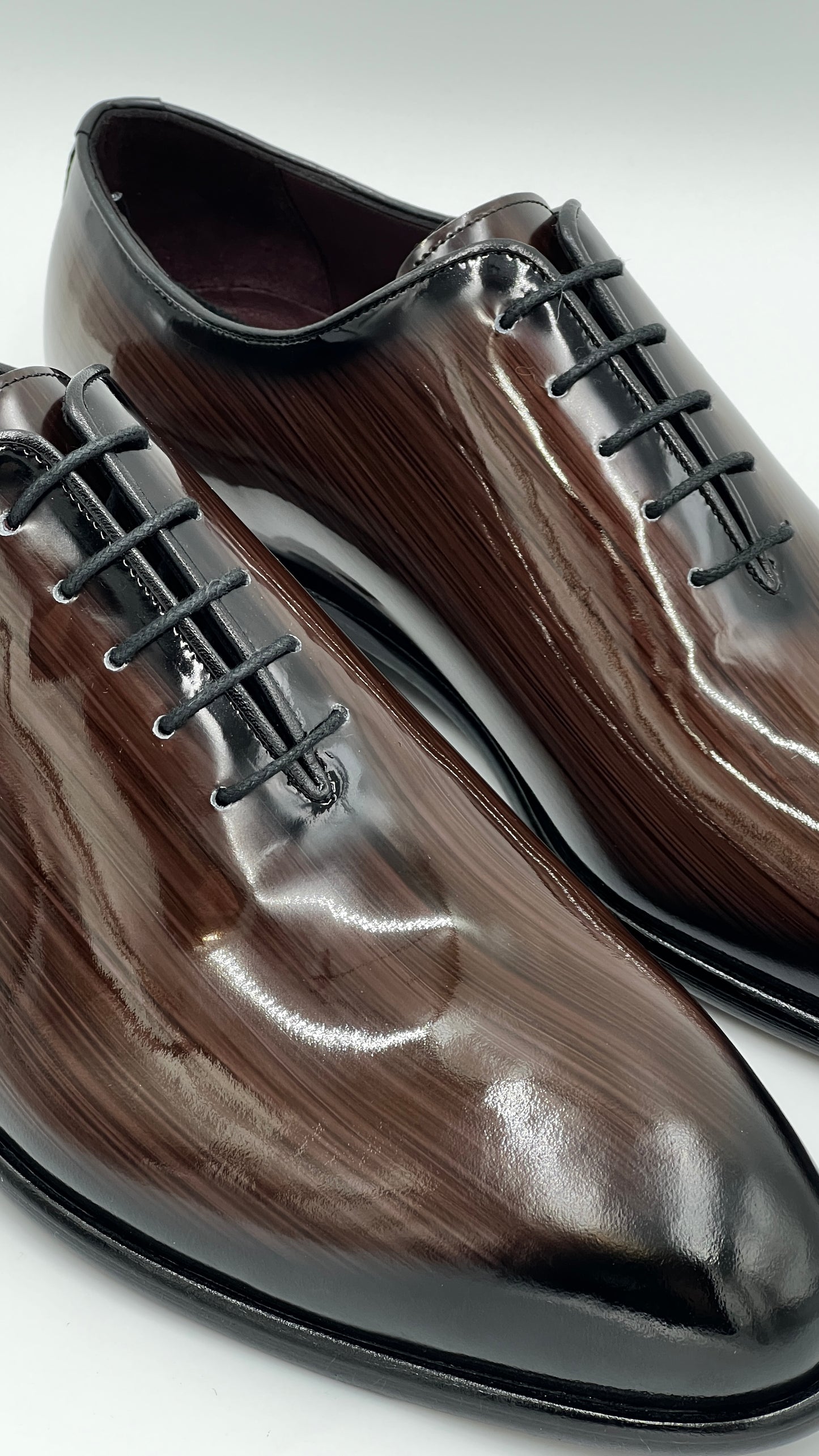 PLOSA Handpaint Wholecut Oxford Brown Leather Shoes