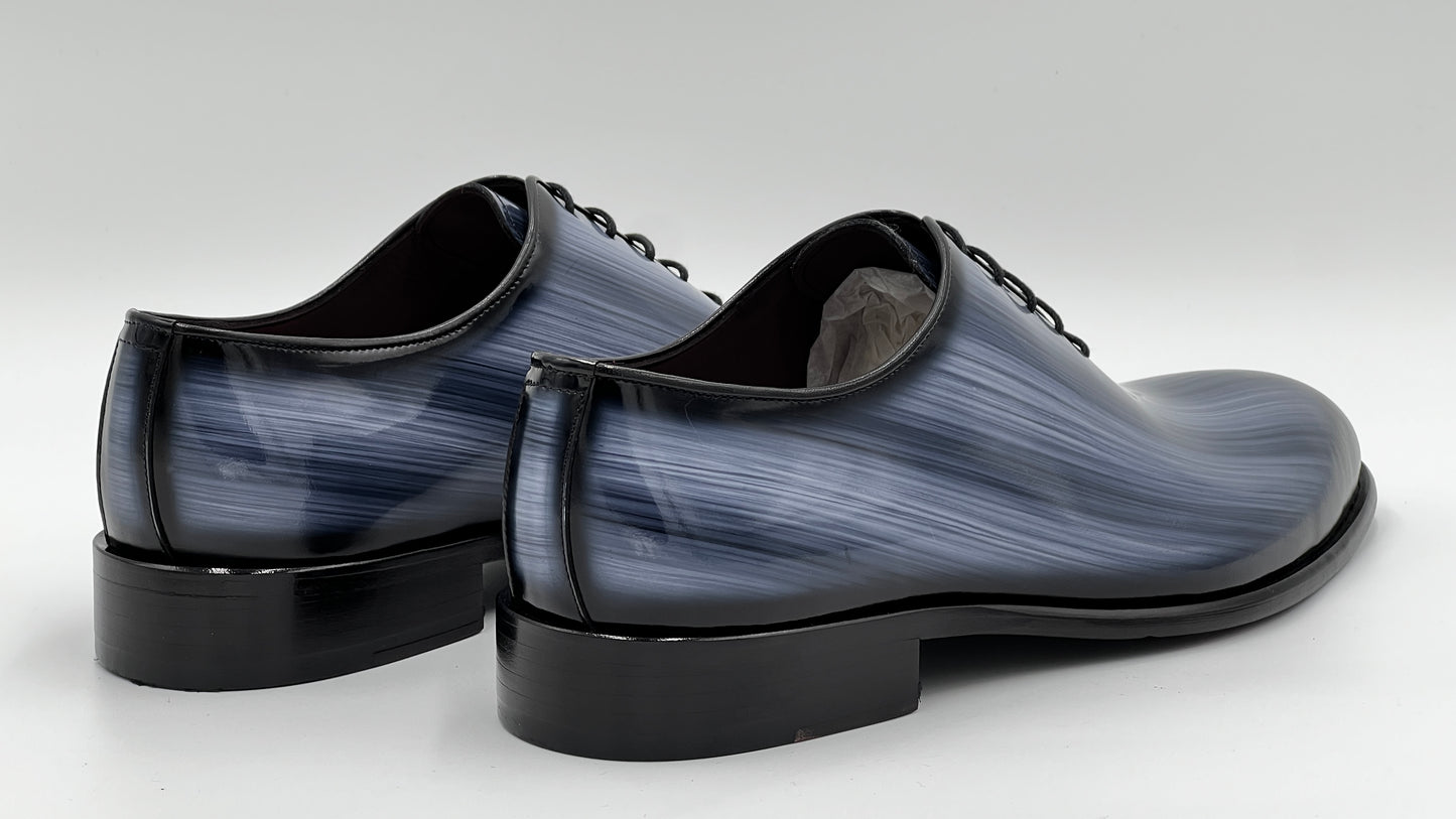 PLOSA Handpaint Wholecut Oxford Blue Leather Shoes