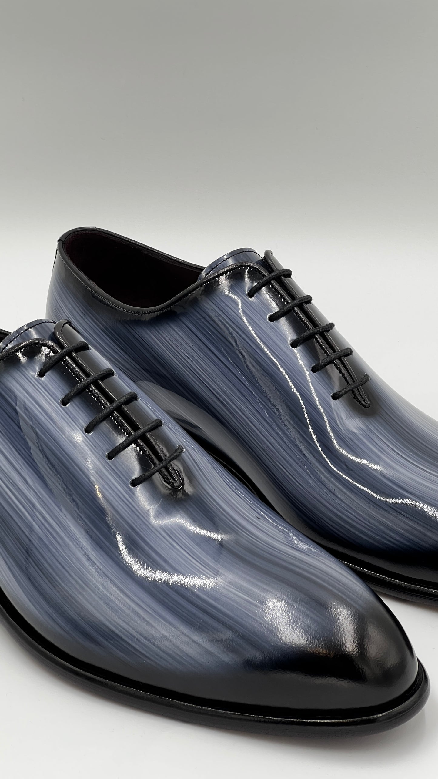 PLOSA Handpaint Wholecut Oxford Blue Leather Shoes