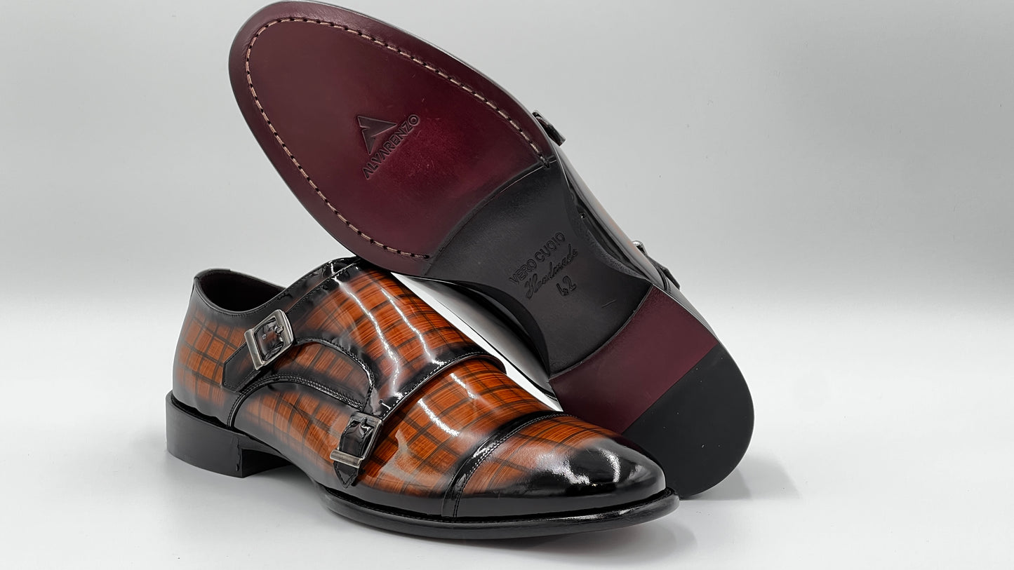 TORİNO Handpaint Brown Monkstraps Leather Shoes