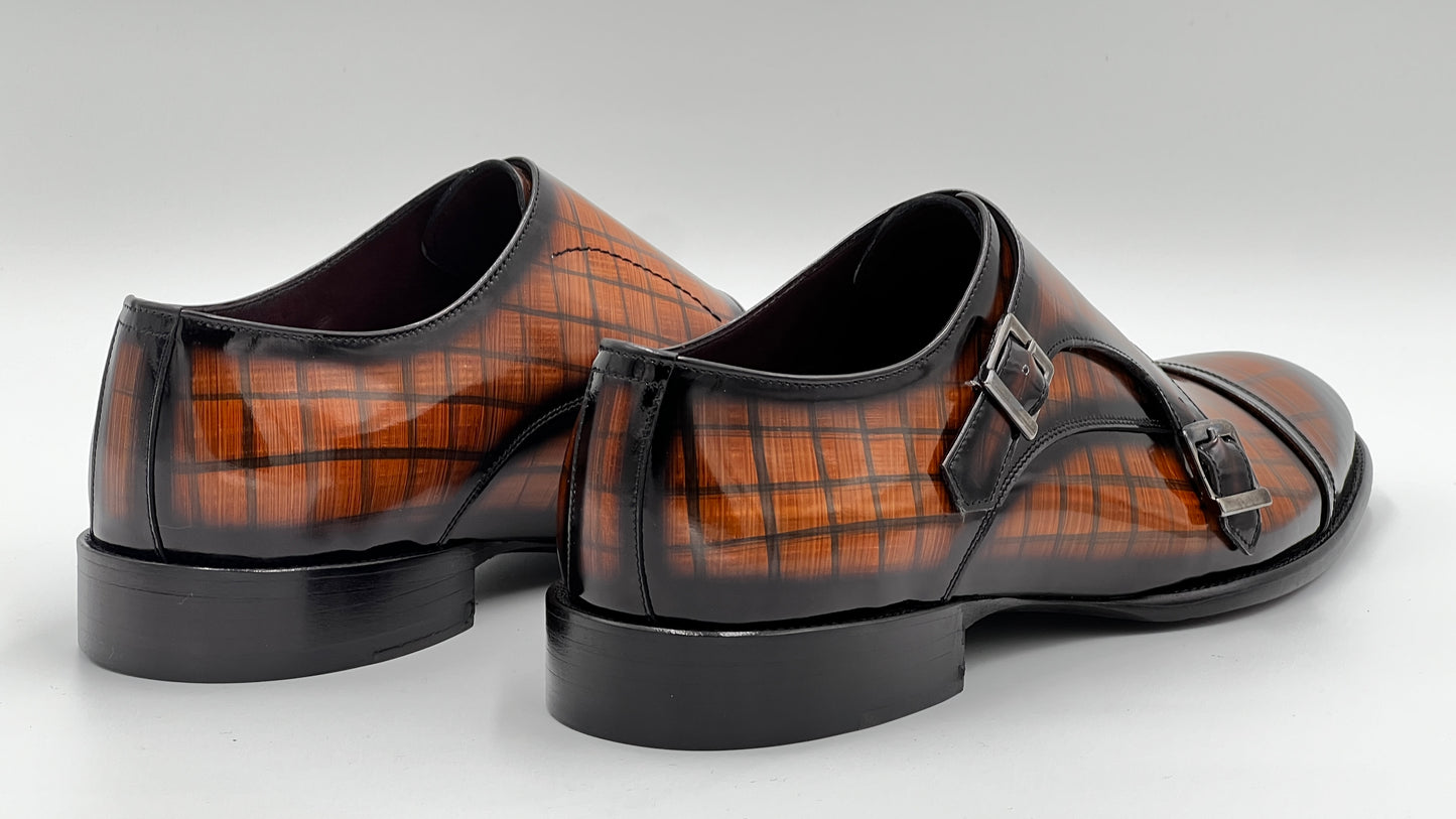 TORİNO Handpaint Brown Monkstraps Leather Shoes