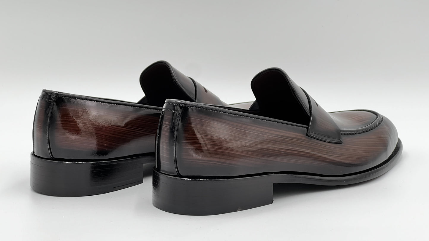 LANDO Handpaint Loafer Brown Leather Dress Shoes