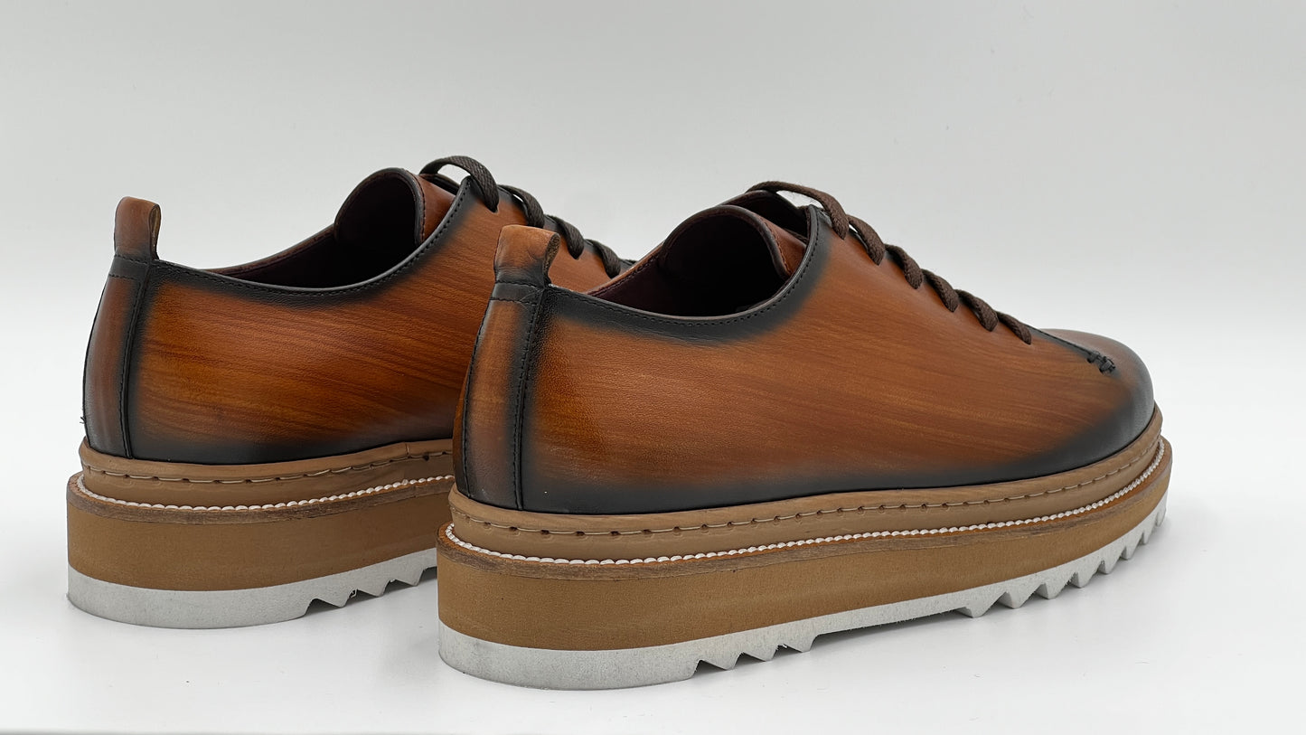 SAİNT Dress Sneaker Handpaint Tan Leather Shoes