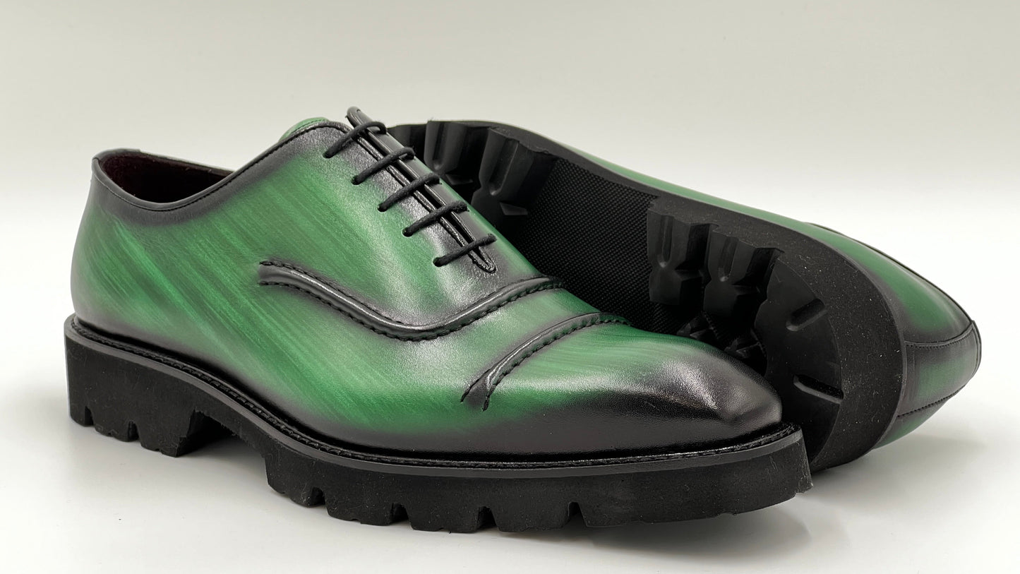LAKAS Handpaint Tan Rubber Sole Leather Shoes - Alvarenzo shoes