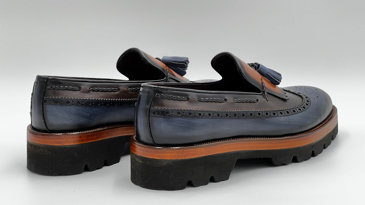 MONKS Handpaint Dual Color Loafer Leather Shoes - Alvarenzo shoes