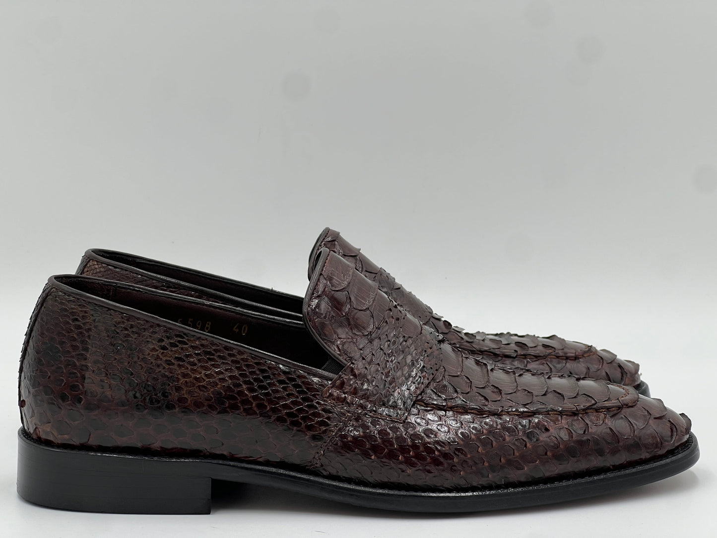 Python Leather Loafer — Dark Brown - Alvarenzo shoes