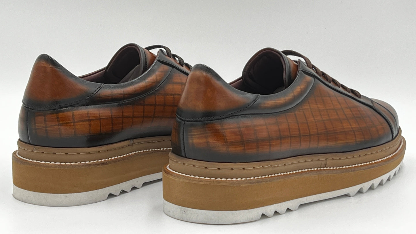 SAİNT Dress Sneaker Handpaint Mint Blue Leather Shoes - Alvarenzo shoes