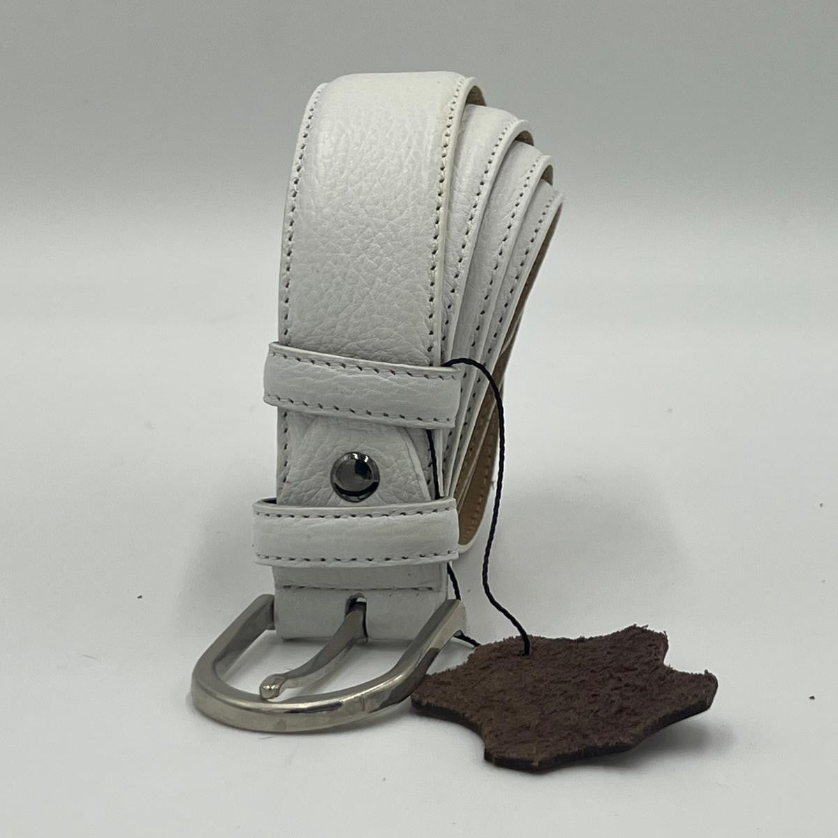 White Leather Belt - Alvarenzo shoes