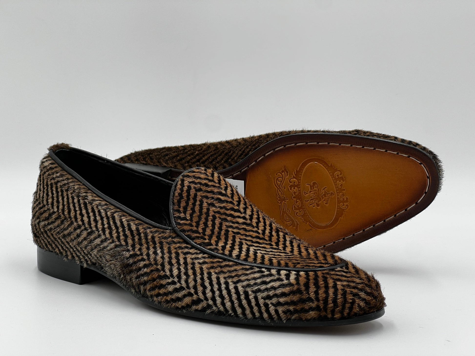 25090 Brown PonyHair print Leather Men Loafer Shoes - Alvarenzo shoes