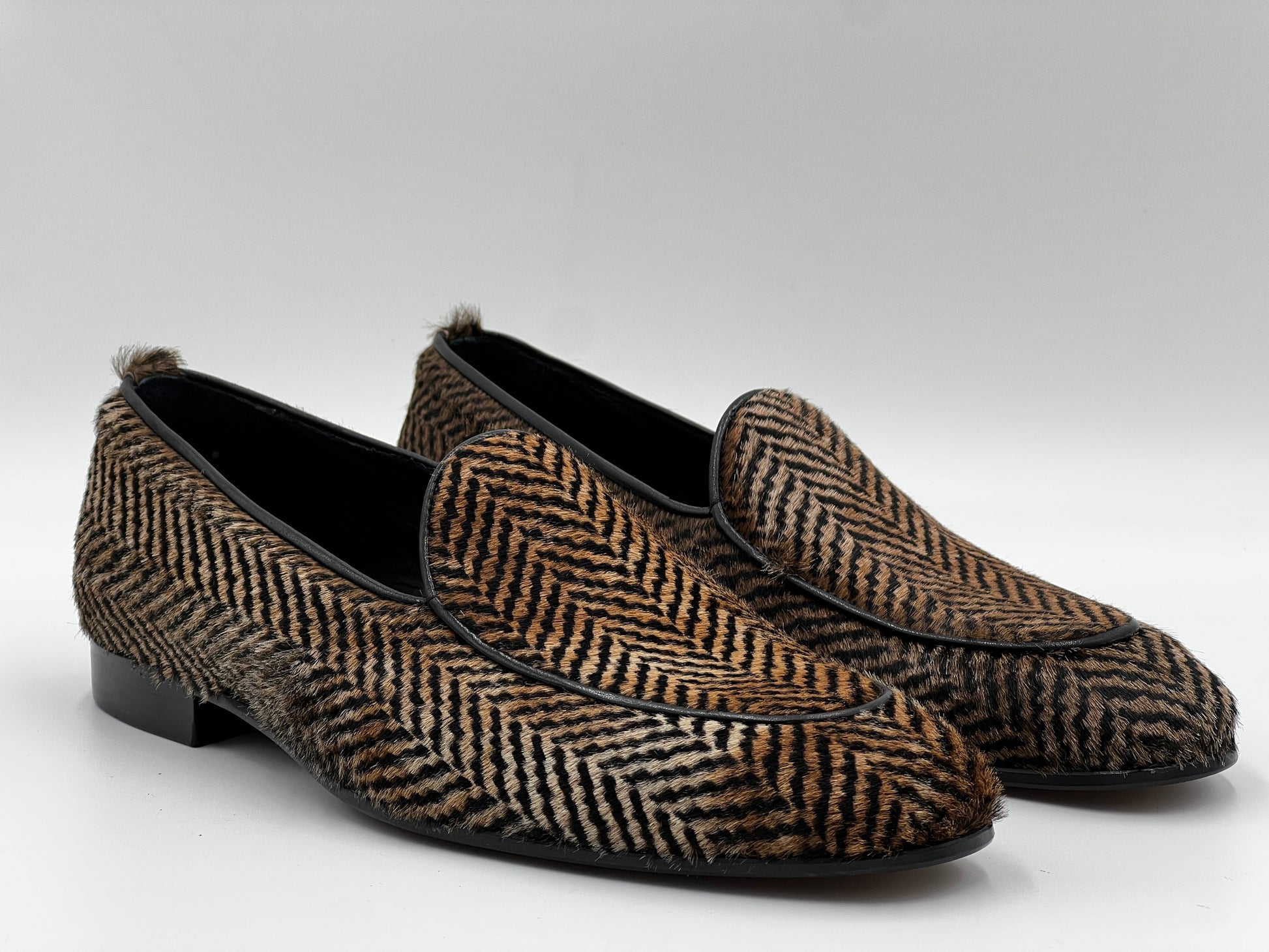 25090 Brown PonyHair print Leather Men Loafer Shoes - Alvarenzo shoes