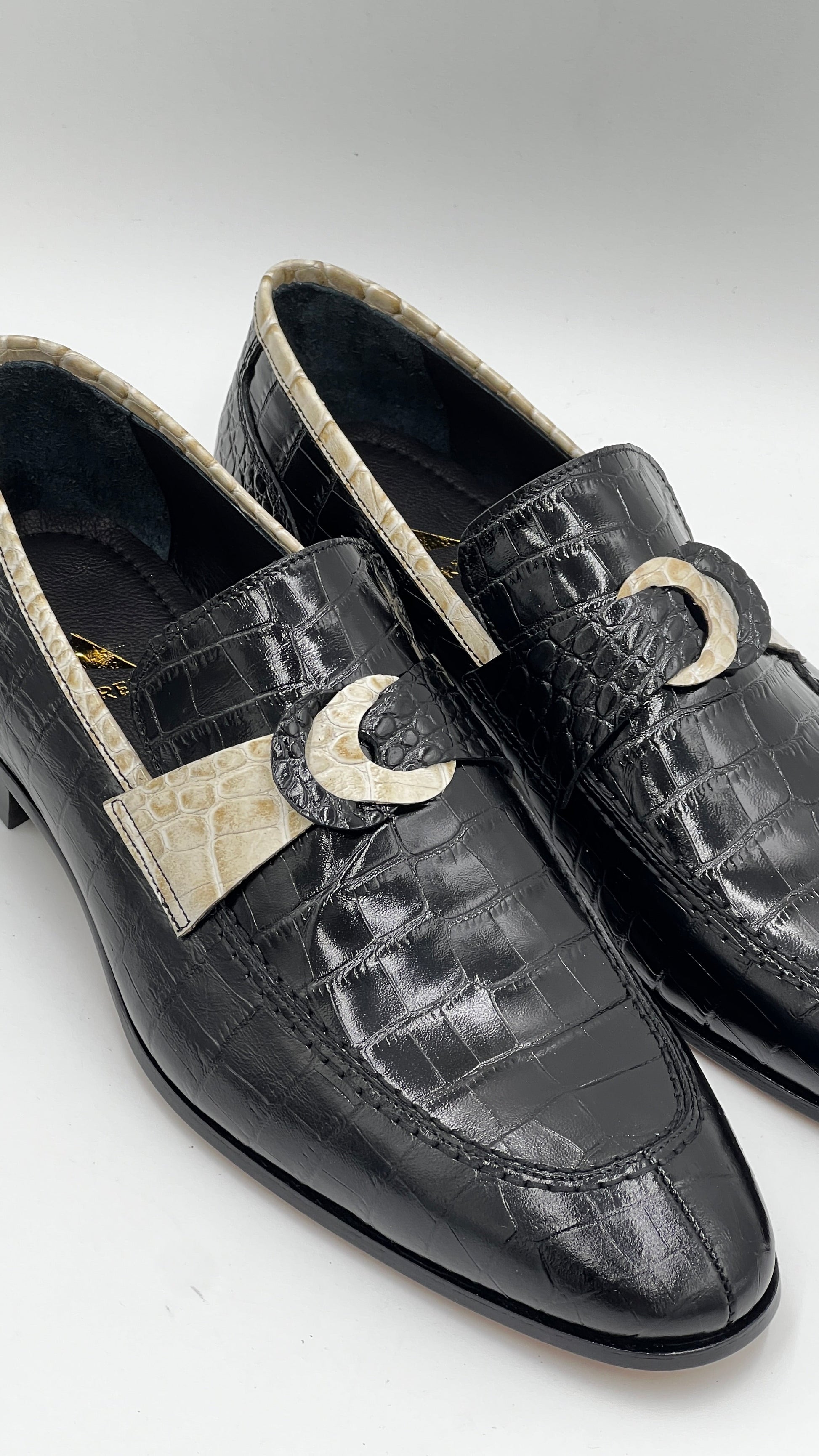 25095 Black Crocodile Print Leather Loafer Men Shoes - Alvarenzo shoes
