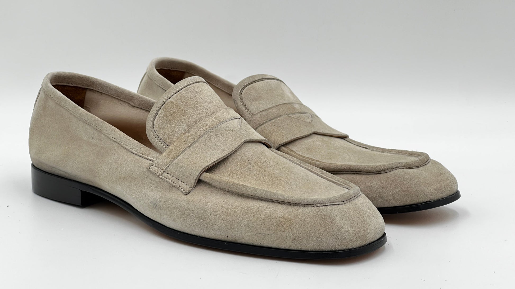 25097 Penny Loafer Soft Beıge Suede Men Shoes - Alvarenzo shoes