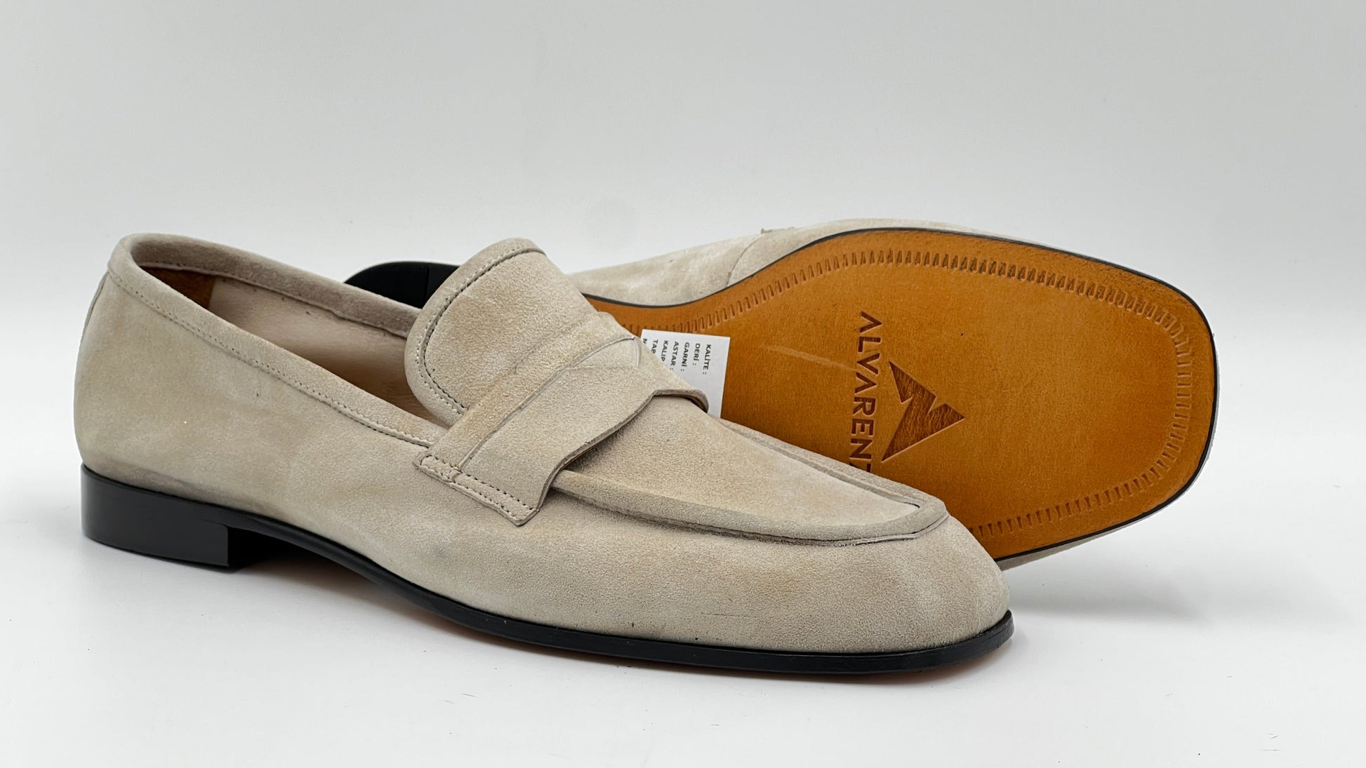 25097 Penny Loafer Soft Beıge Suede Men Shoes - Alvarenzo shoes