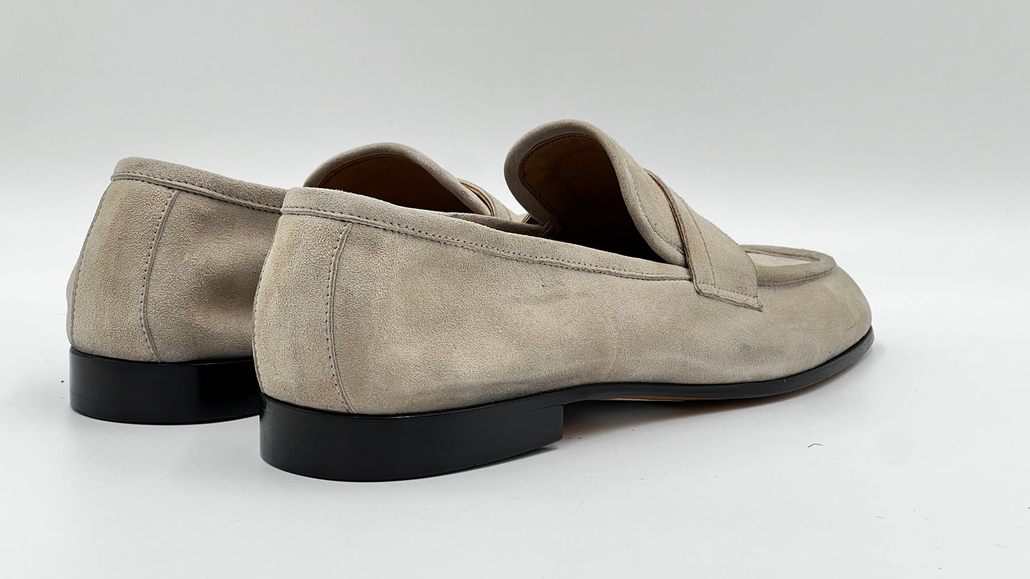 25097 Penny Loafer Soft Beıge Suede Men Shoes - Alvarenzo shoes
