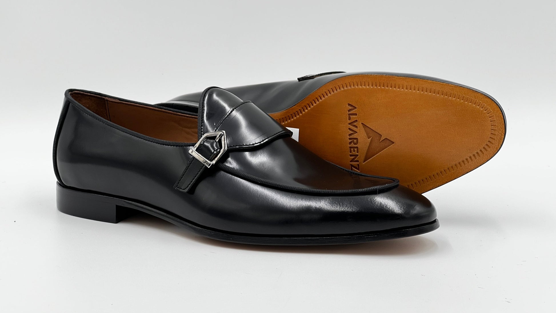 25100 Black Patent Leather Loafer Men Shoes - Alvarenzo shoes