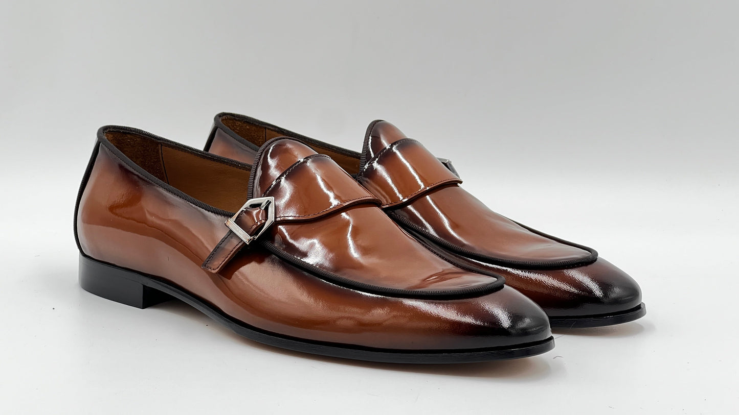 25100 Cognac Patent Leather Loafer Men Shoes - Alvarenzo shoes
