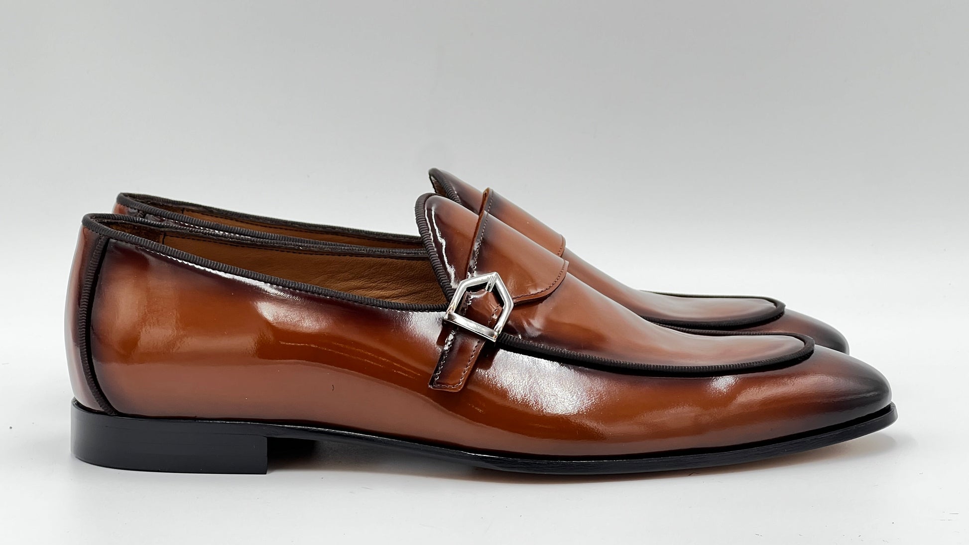 25100 Cognac Patent Leather Loafer Men Shoes - Alvarenzo shoes