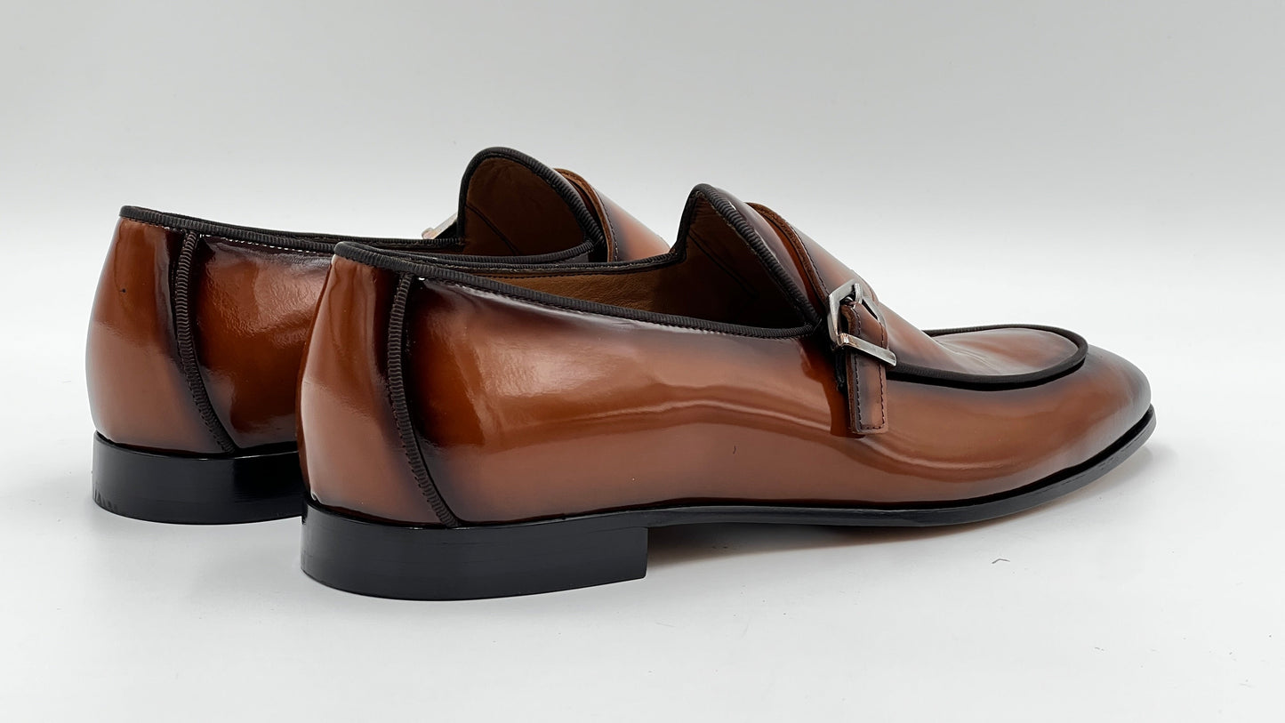25100 Cognac Patent Leather Loafer Men Shoes - Alvarenzo shoes