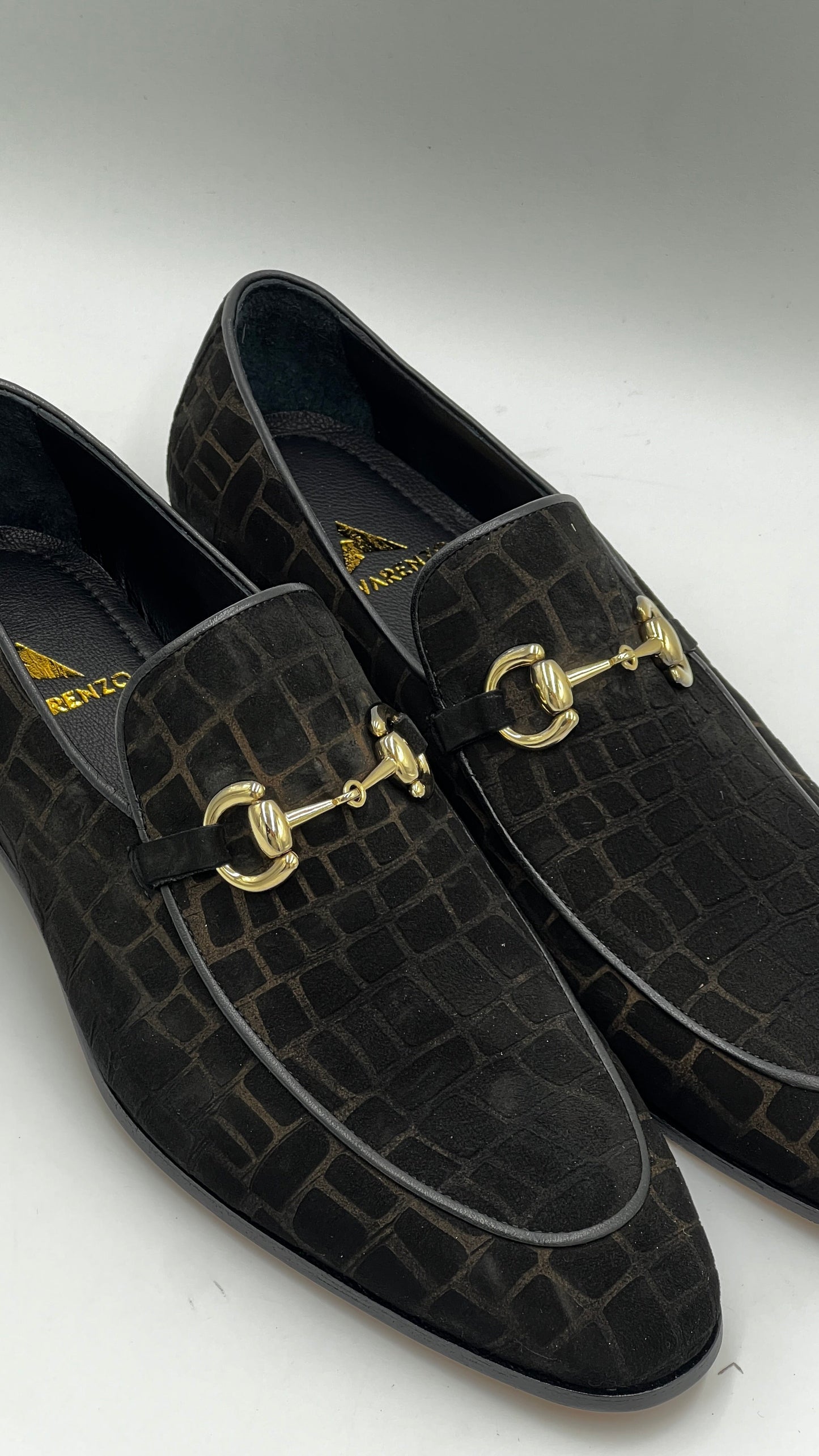 25123 Black Suede Crocodile Press Loafer Men Shoes - Alvarenzo shoes