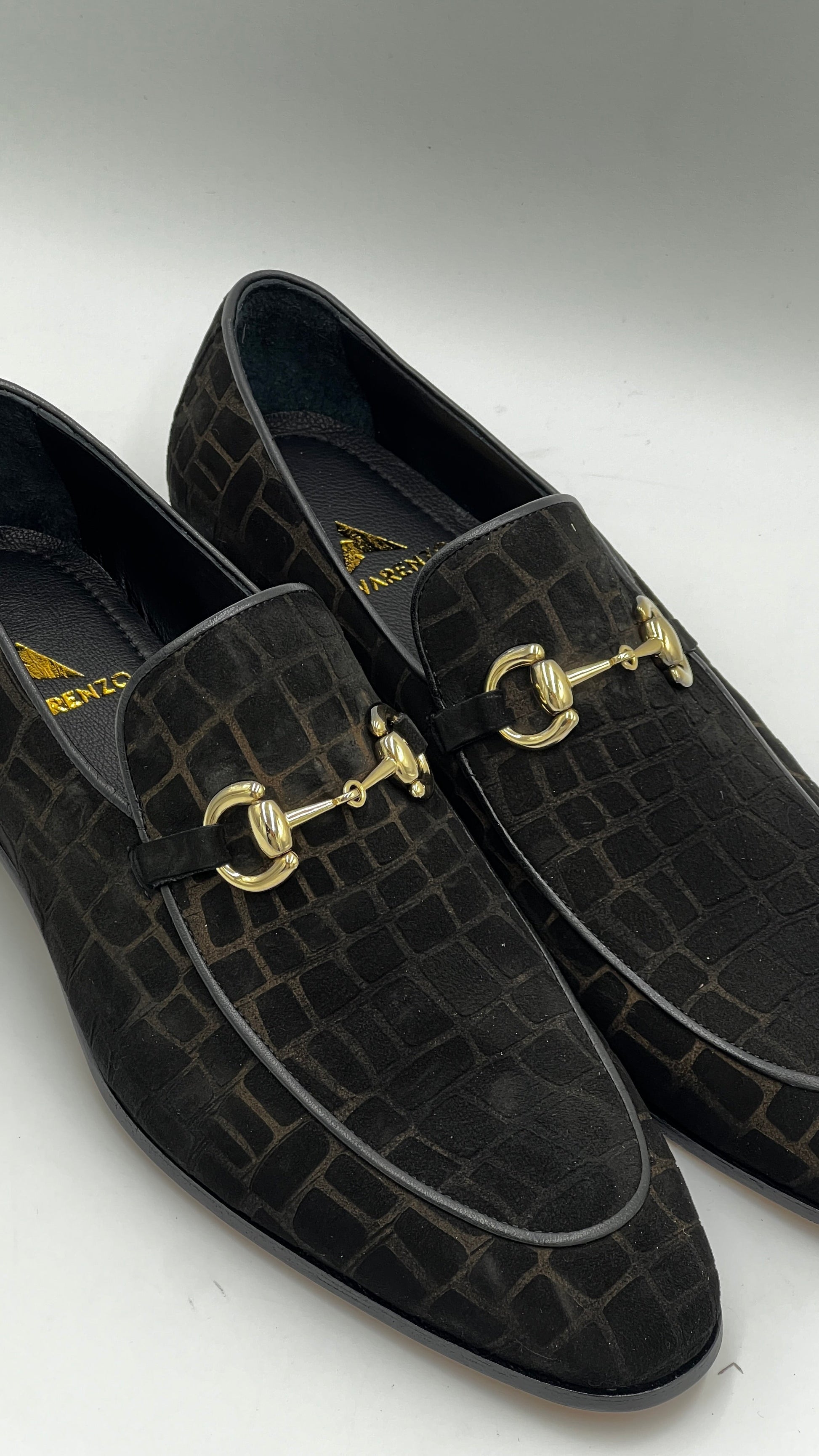 25123 Black Suede Crocodile Press Loafer Men Shoes - Alvarenzo shoes