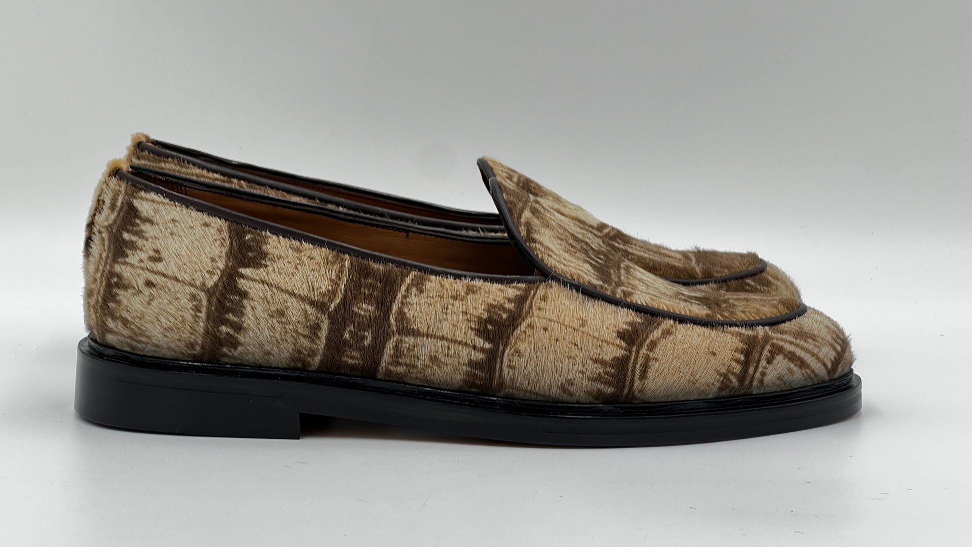 25165 Ponyhair Beıge Double Leather Sole Men Shoes - Alvarenzo shoes