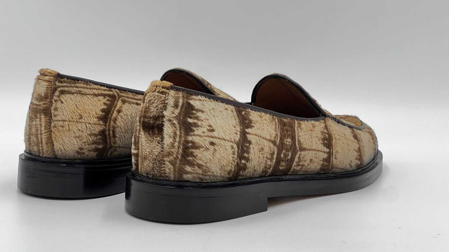 25165 Ponyhair Beıge Double Leather Sole Men Shoes - Alvarenzo shoes