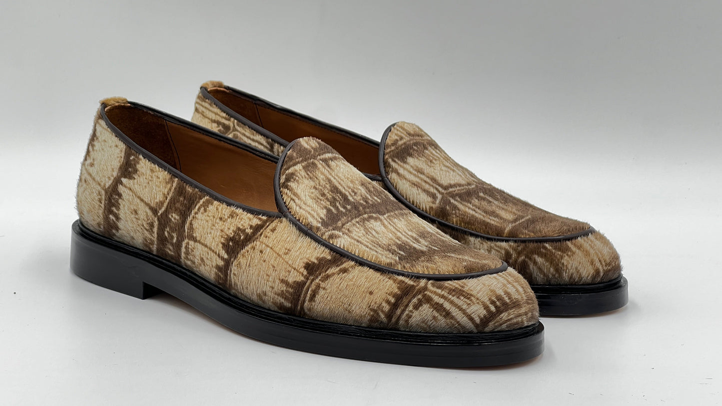 25165 Ponyhair Beıge Double Leather Sole Men Shoes - Alvarenzo shoes